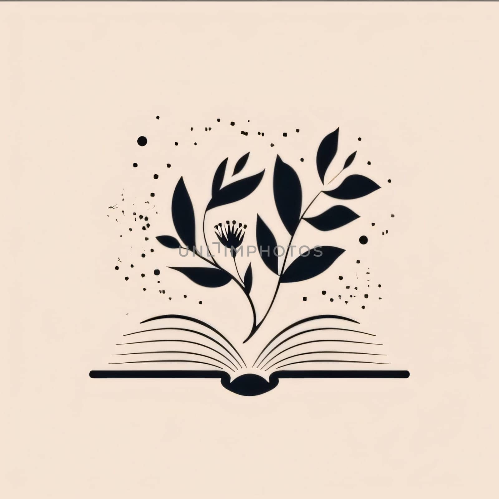 World Book Day: Open book with floral ornament. Vector illustration in black and white.