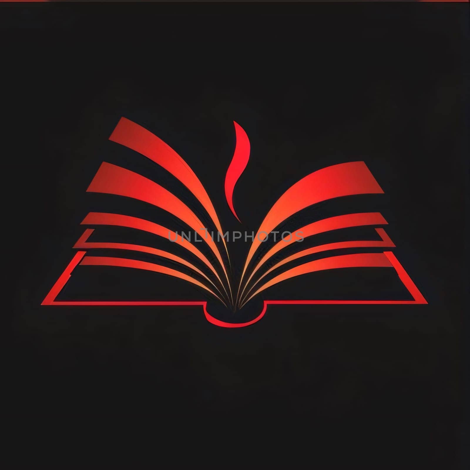 World Book Day: Open book with a red cover on a black background. Vector illustration