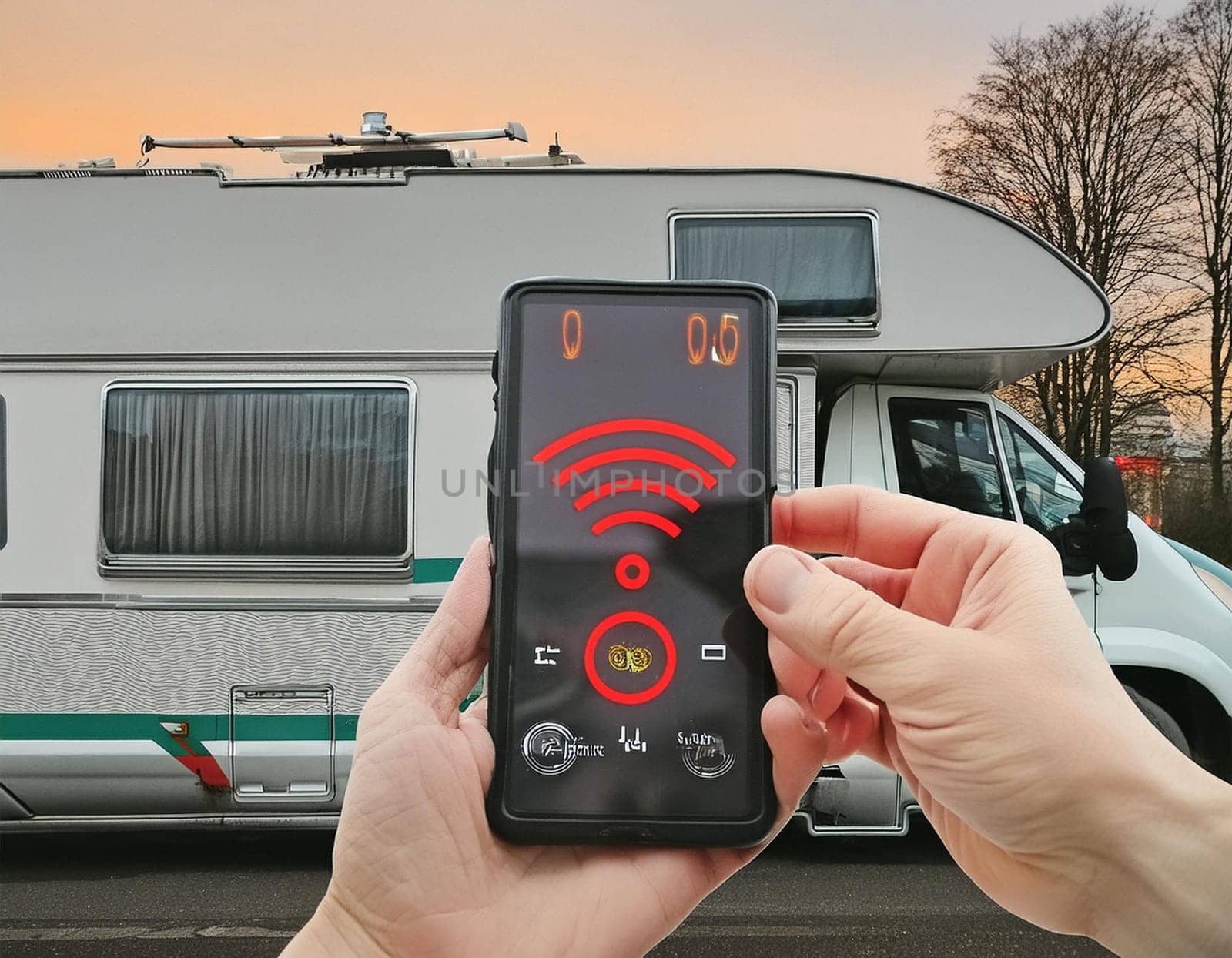 Car alarm system for motorhomes. Car security system. Security lock concept.