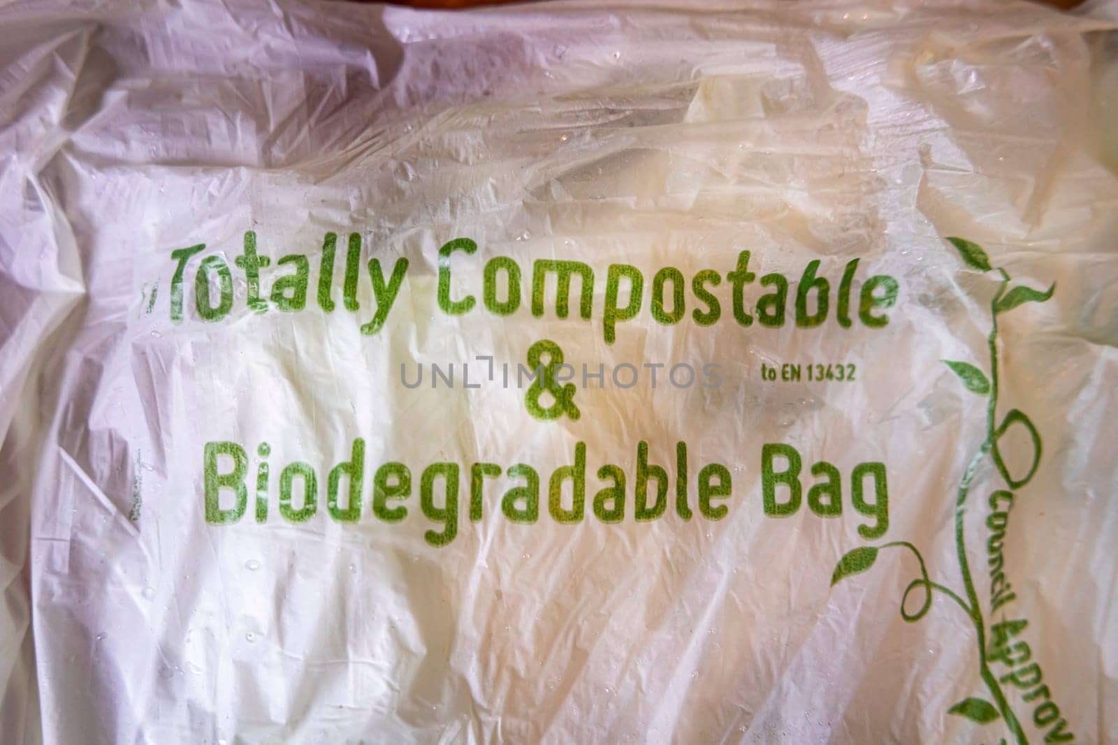 PORTNOO, IRELAND - NOVEMBER 11 2021: This bags are totally compostable.