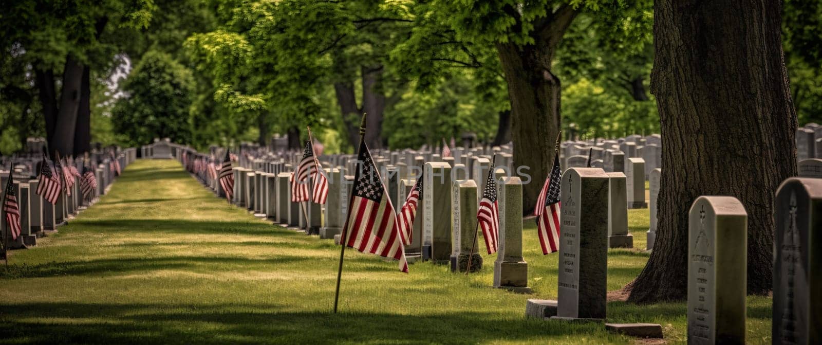 American flag on a grave in Arlington National Cemetery, Virginia, USA by ThemesS