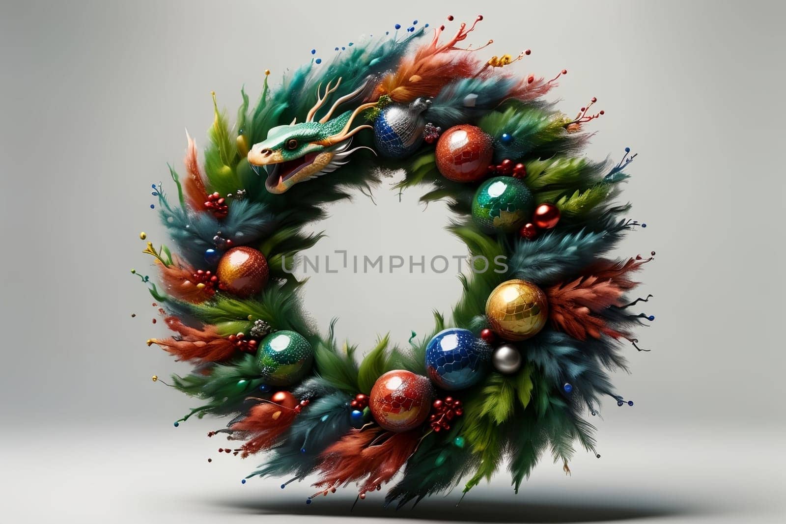 Christmas tree wreath with green snake by Rawlik