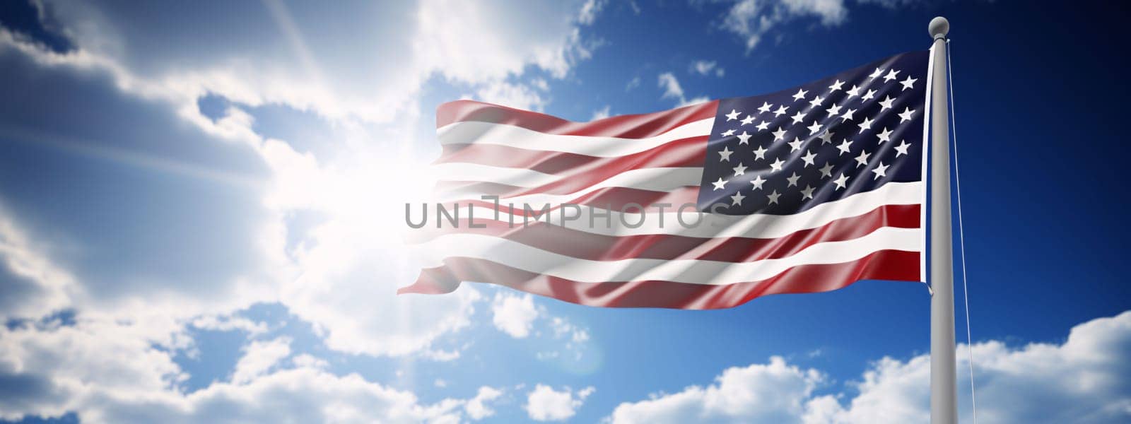 Memorial Day: United States of America Flag On Cloudy Sky 3D Illustration