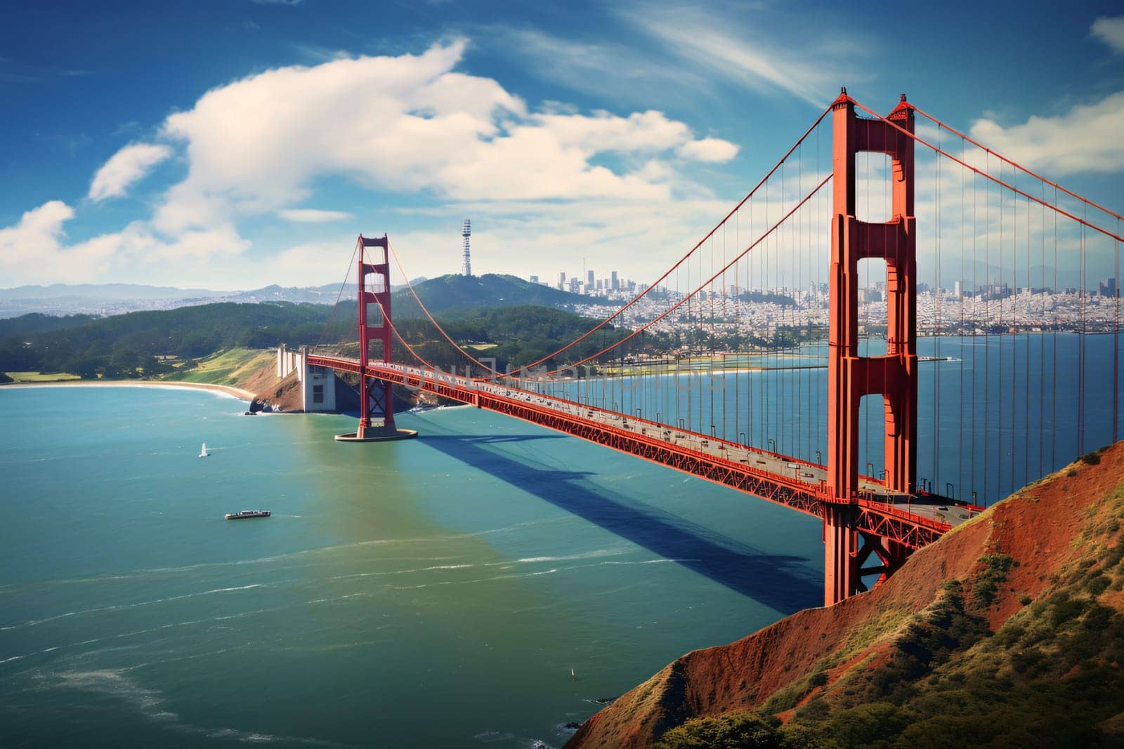 Photography: Golden Gate Bridge in San Francisco, California, USA. Panoramic view.