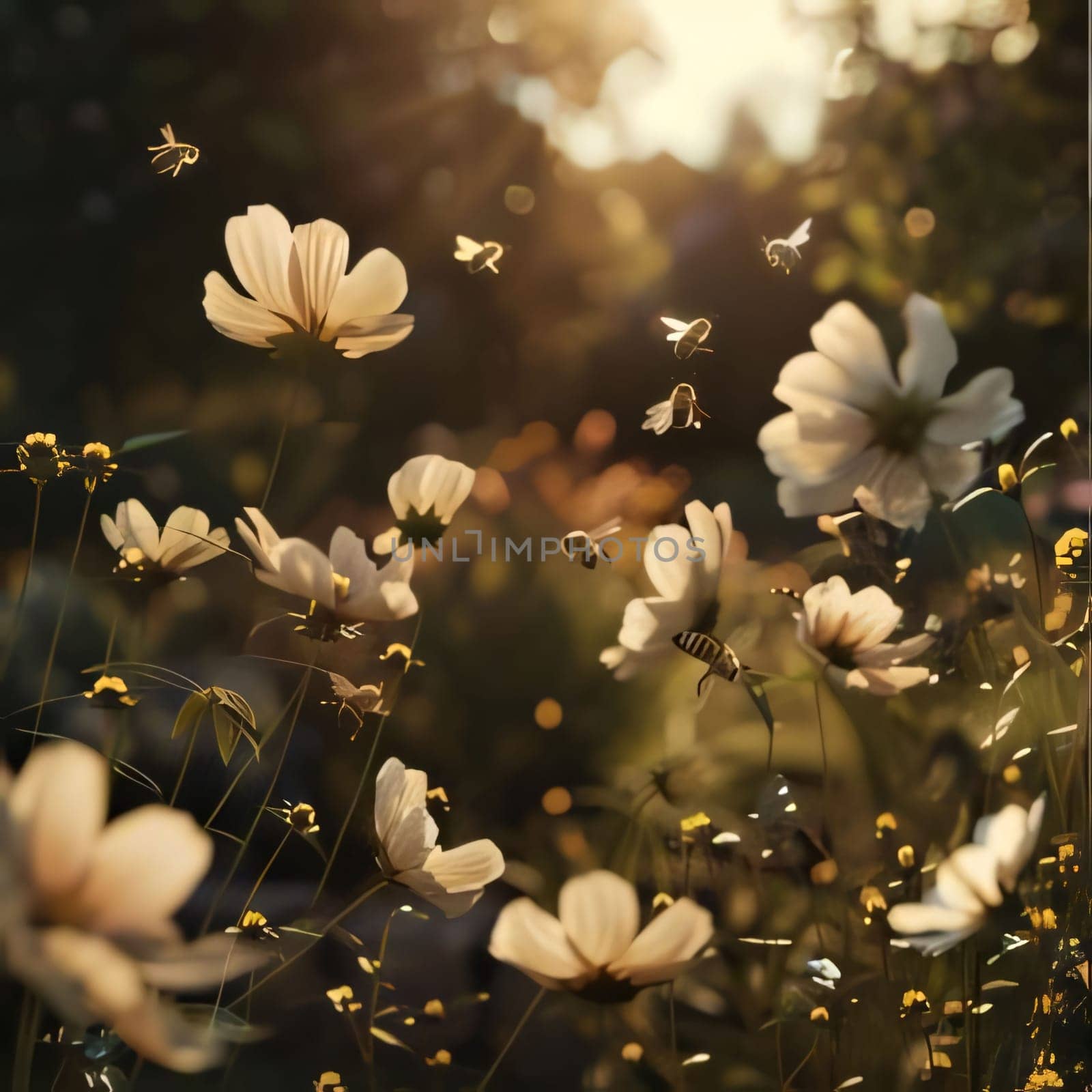 Photography: Cosmos flowers in the garden at sunset. Vintage style toned picture