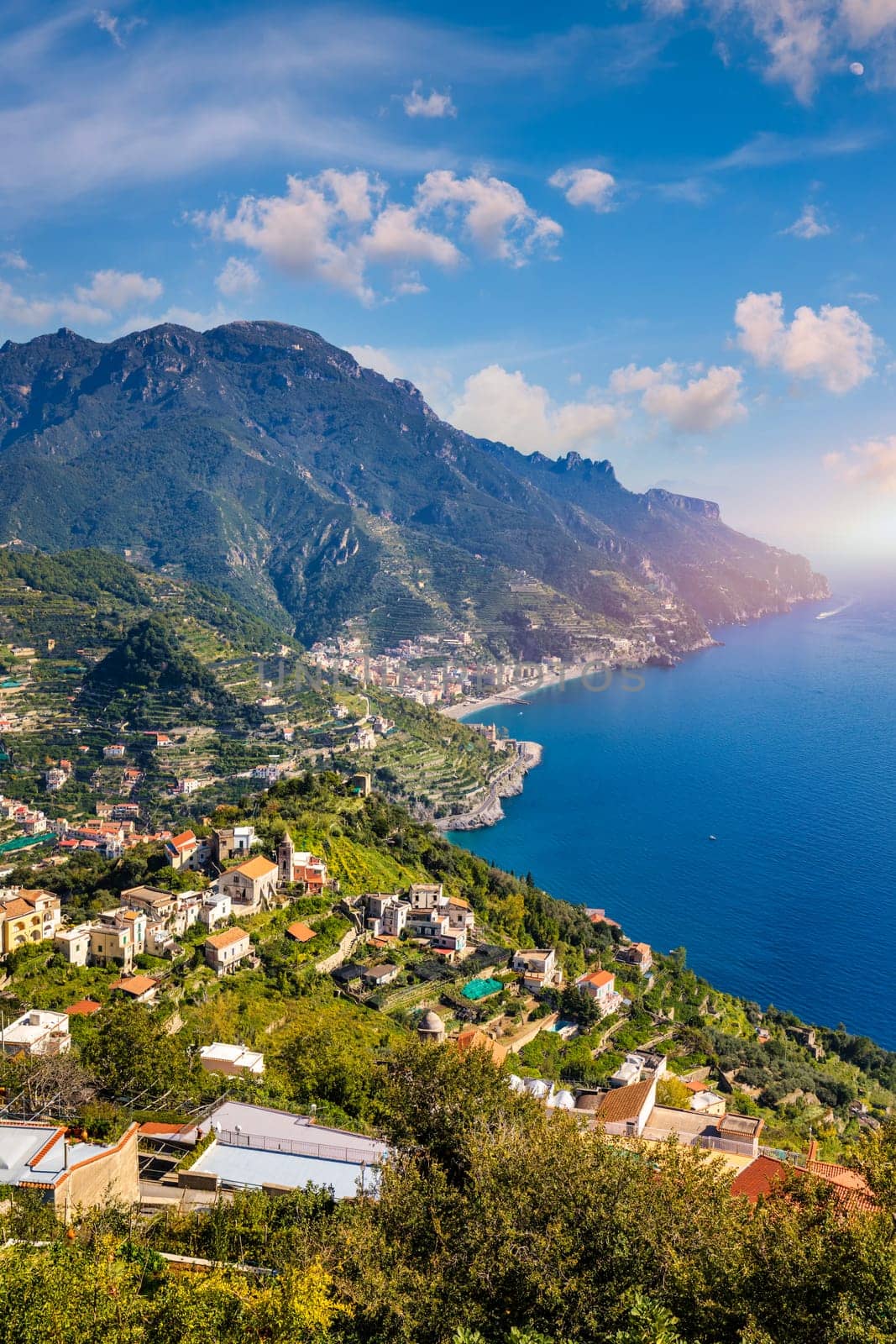 View of Ravello village on the Amalfi Coast in Italy. Fantastic view of the Amalfi coast. Ravello, Italy.  by DaLiu