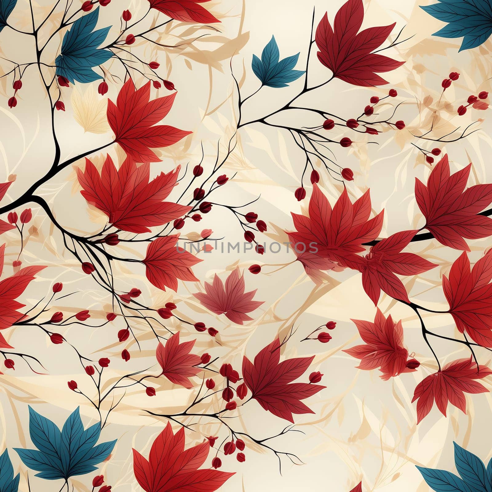 Seamless pattern tile background flowers and floral leaves plants by Nadtochiy