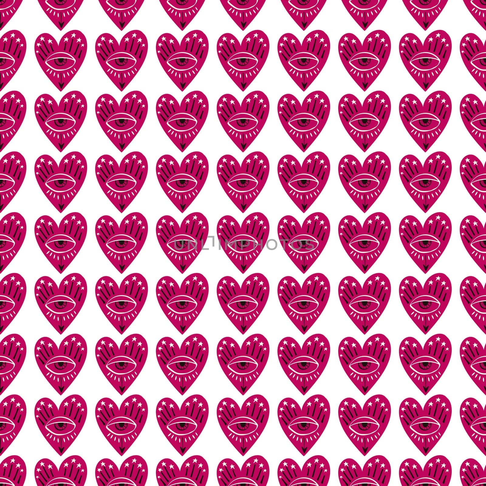 Beige and pink Valentines Day seamless pattern with magical hearts.Valentine background