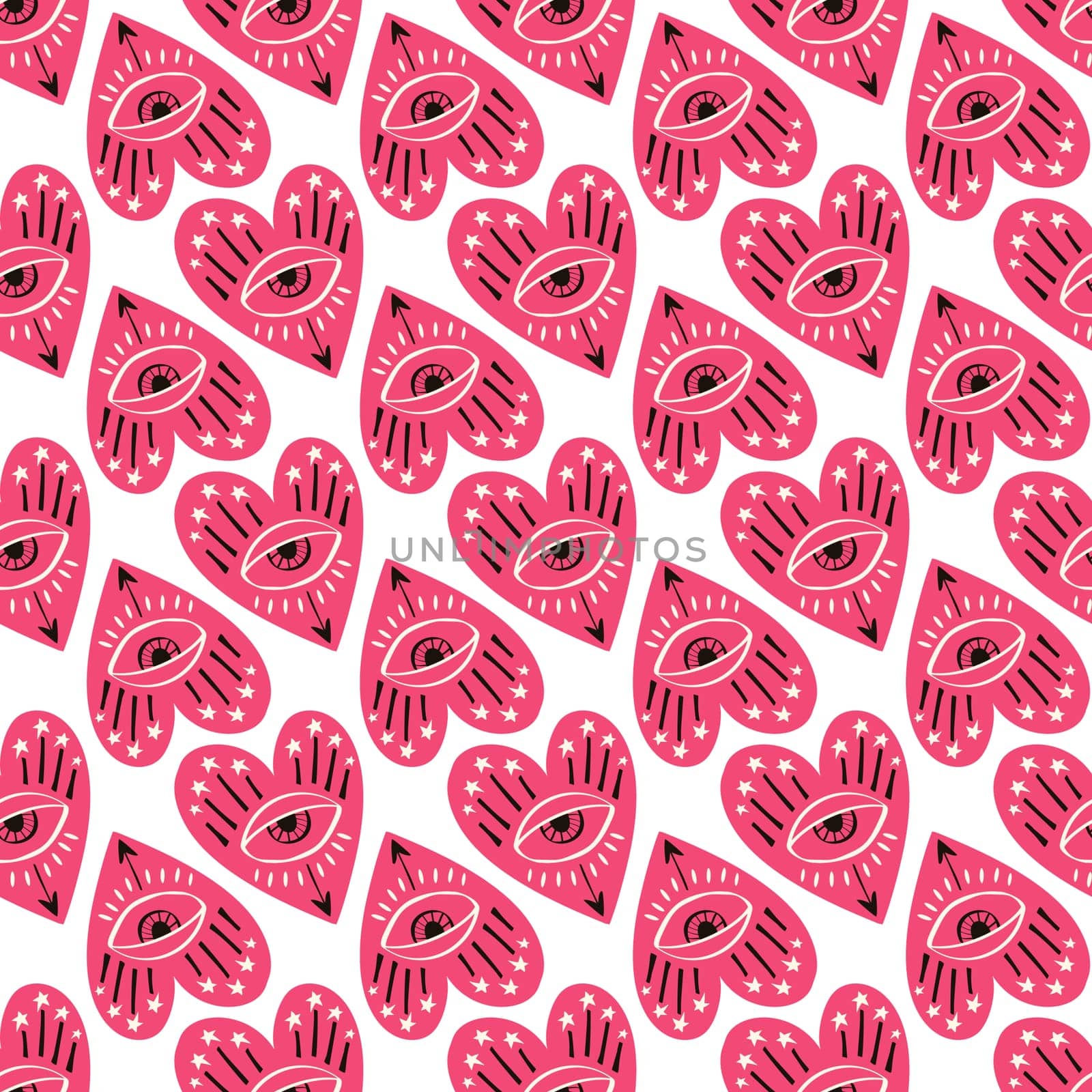 Beige and pink Valentines Day seamless pattern with magical hearts. Valentine background by Dustick