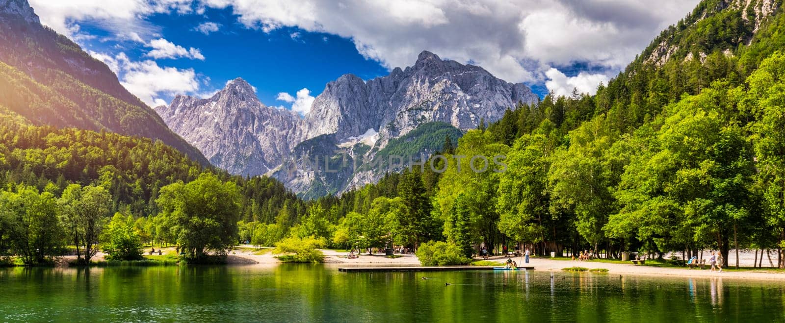 Jasna lake with beautiful mountains. Nature scenery in Triglav national park. Location: Triglav national park. Kranjska Gora, Slovenia, Europe. Mountain lake Jasna in Krajsnka Gora, Slovenia. 