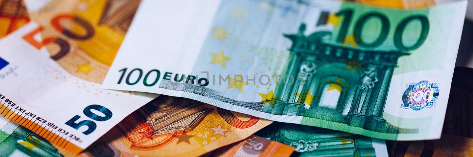 Euro money, Euro cash background. Banknotes of the european union. Euro cash. Many Euro banknotes of different values. 