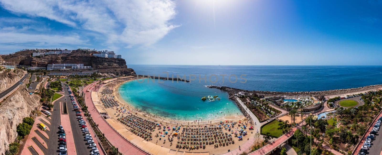 Amadores beach (Spanish: Playa del Amadores) near famous holiday resort Puerto Rico de Gran Canaria on Gran Canaria island, Spain. Playa de Amadores beach near Puerto Rico town, Canary Islands. Spain