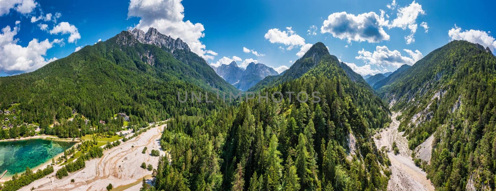 Great nature scenery in Slovenian Alps. Incredible summer landscape on Jasna lake. Triglav national park. Kranjska Gora, Slovenia. Mountain lake Jasna in Krajsnka Gora, Slovenia. 