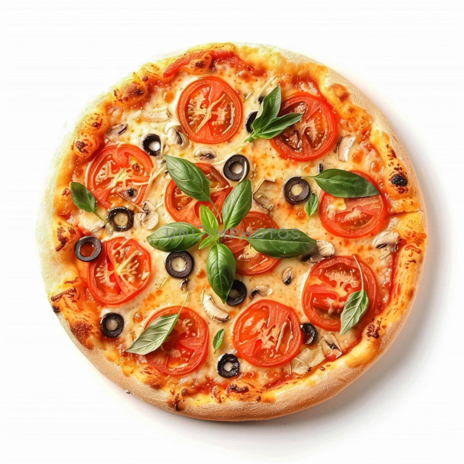 Pizza isolated on white background, online delivery from pizzeria, take away and fast food by Anneleven