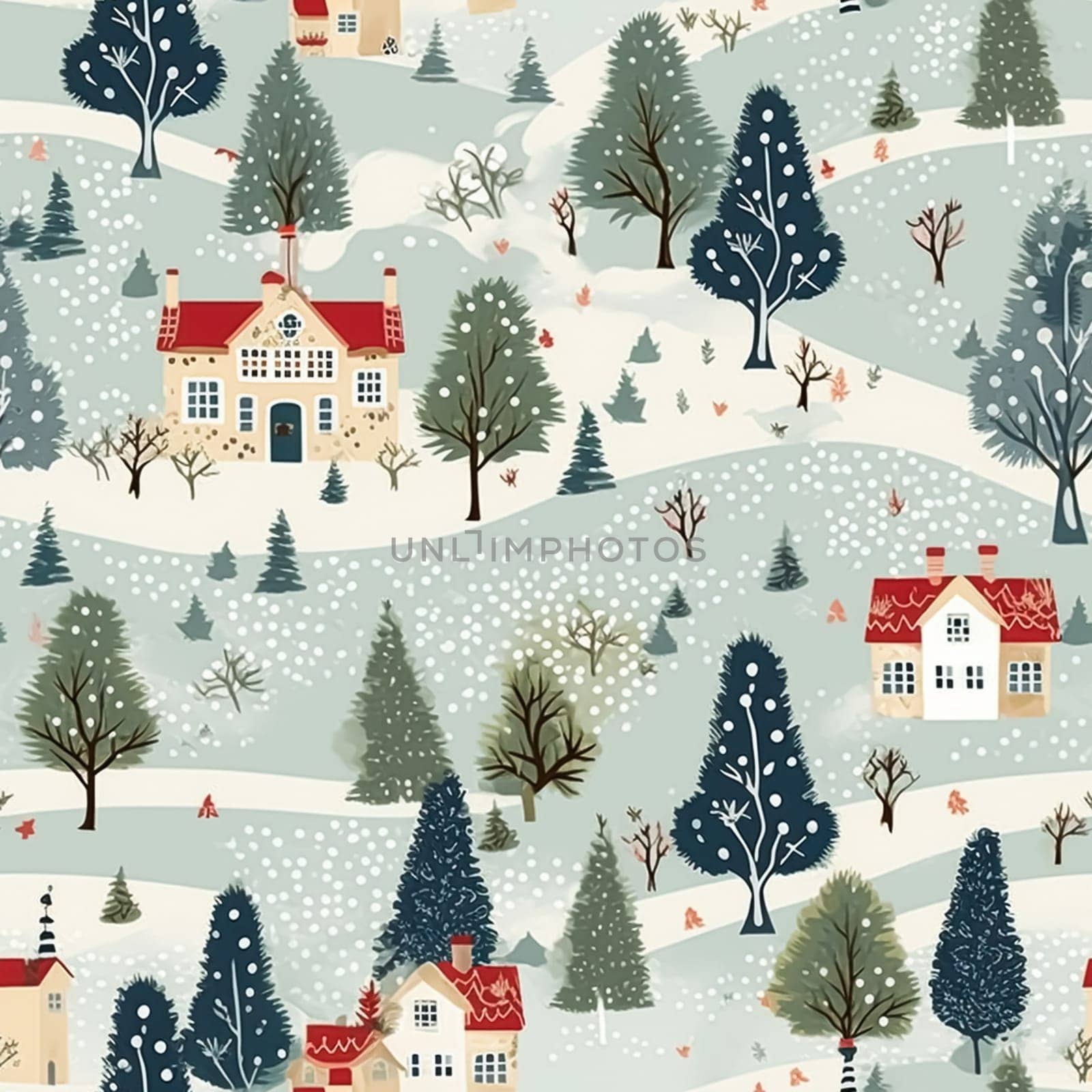 Seamless pattern, tileable Christmas holiday country dots print, English countryside cottage for wallpaper, wrapping paper, scrapbook, fabric and product design inspiration