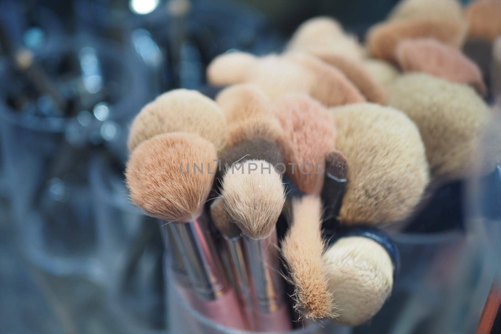 Makeup brush set at beauty store