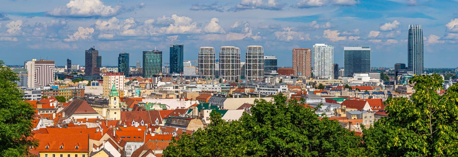 Cityscape of Bratislava, a panoramic view of the capital of Slovakia.