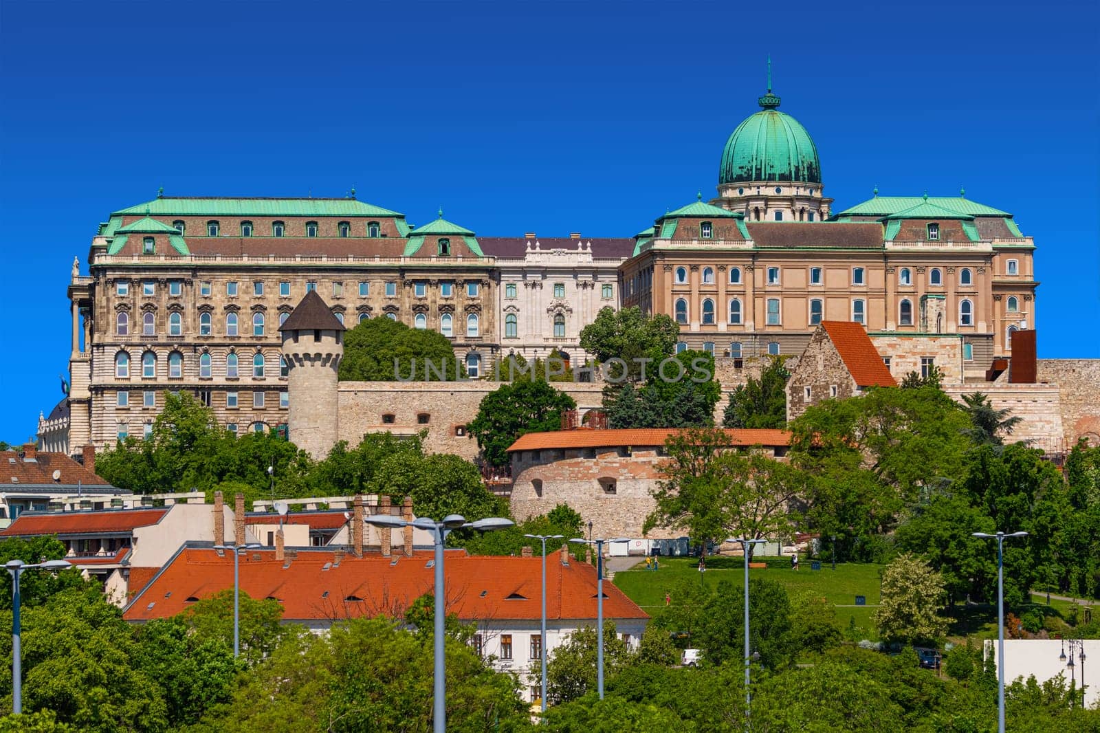 View of the Buda Castle, the historical castle and palace complex of the Hungarian Kings in Budapest...a landmark in the central part of the Hungarian capital city.