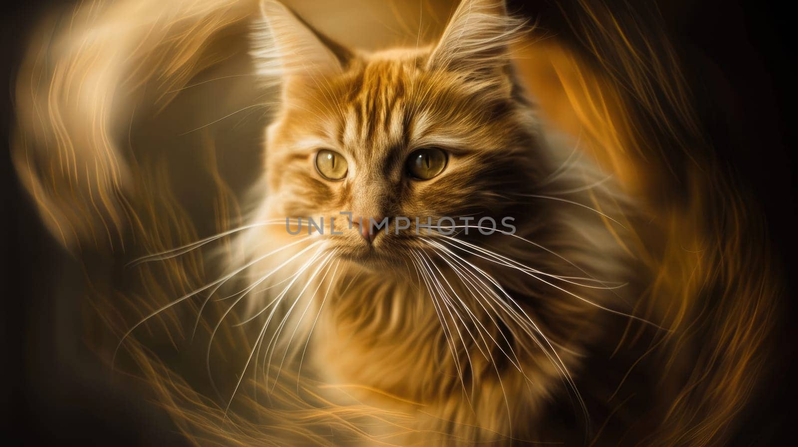 Long exposure blurry shot of a cat, Portrait of cat in motion blur.