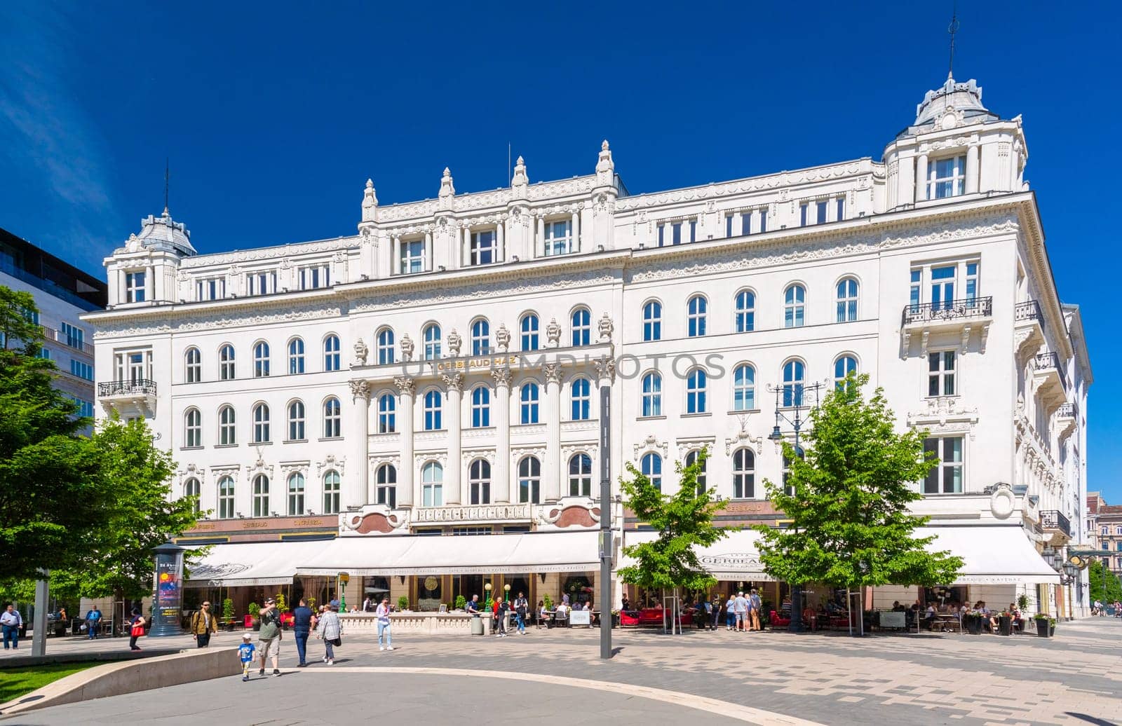 Budapest, Hungary - 1 May 2024: Cafa and restaurant Gerbeaud Has in the central part of Budapest.