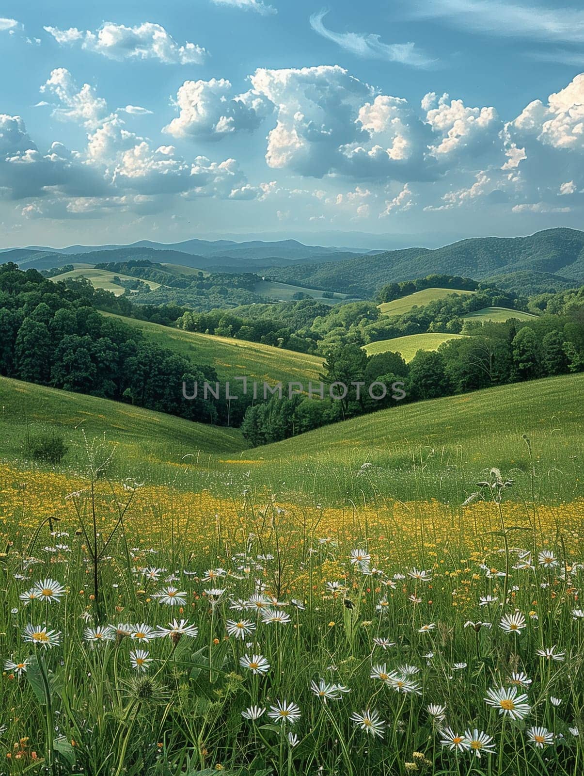 A panoramic view of rolling hills under a dynamic sky, offering a sense of freedom and space.