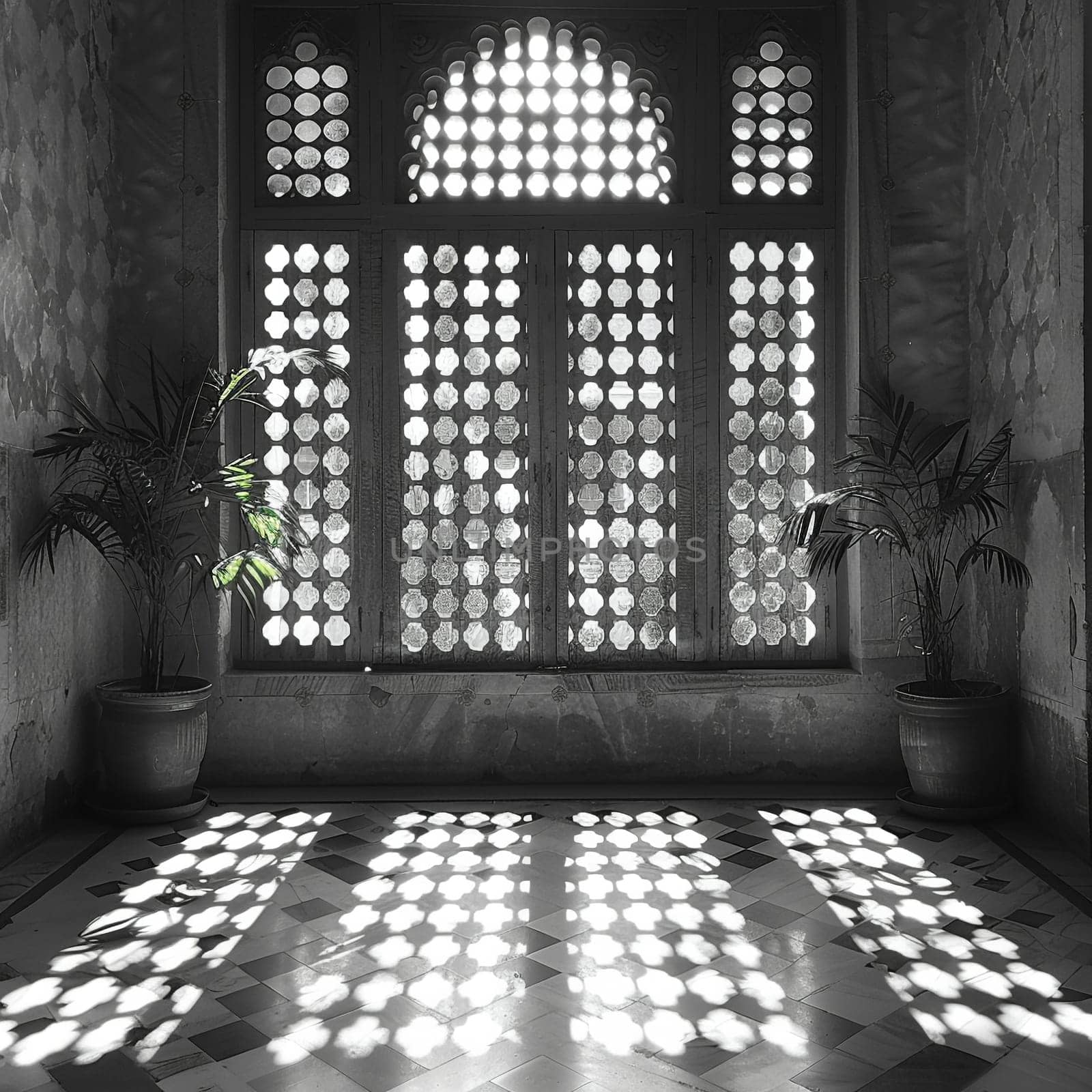 Patterned shadows cast by a window, suitable for abstract and artistic backgrounds.