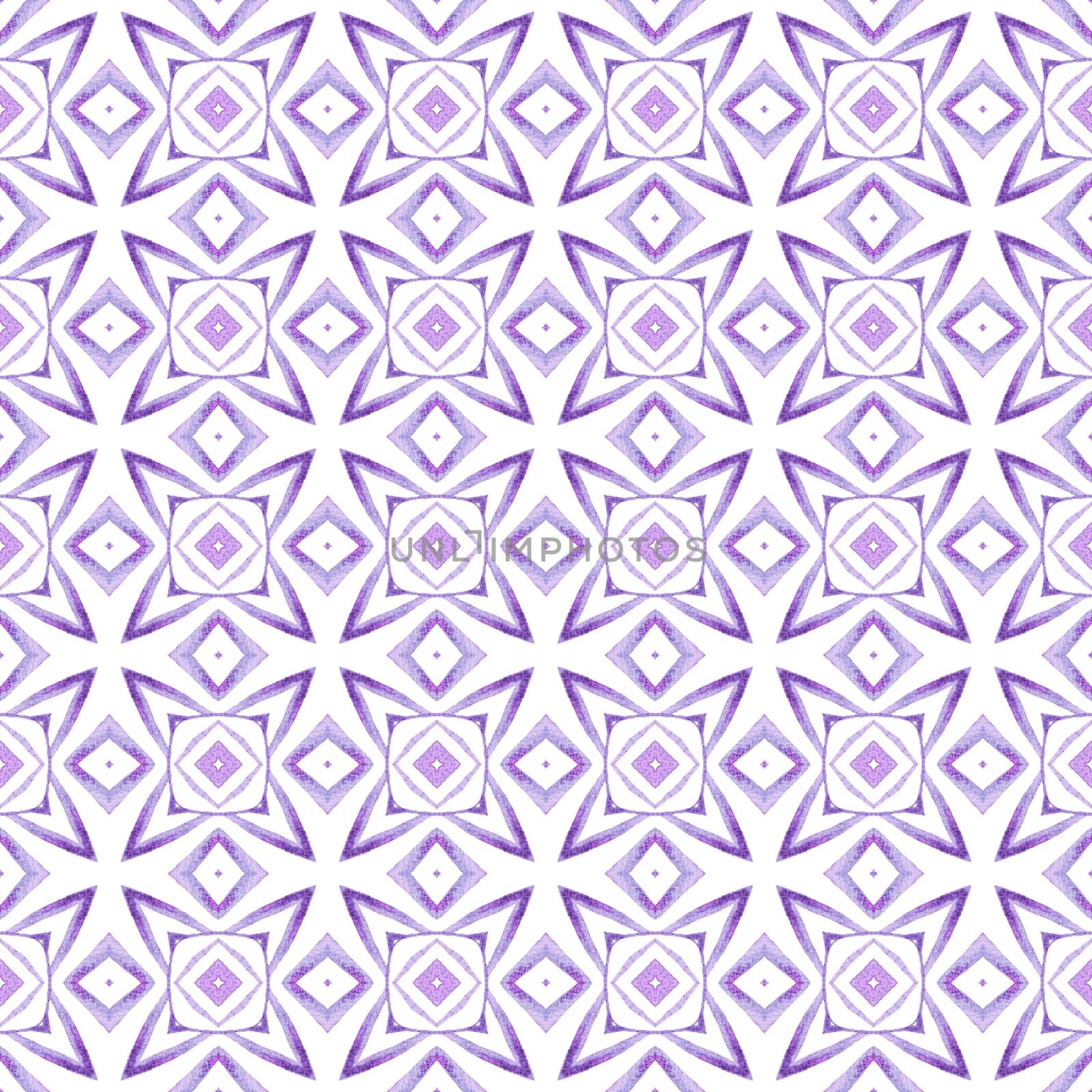 Textile ready charming print, swimwear fabric, wallpaper, wrapping. Purple optimal boho chic summer design. Oriental arabesque hand drawn border. Arabesque hand drawn design.
