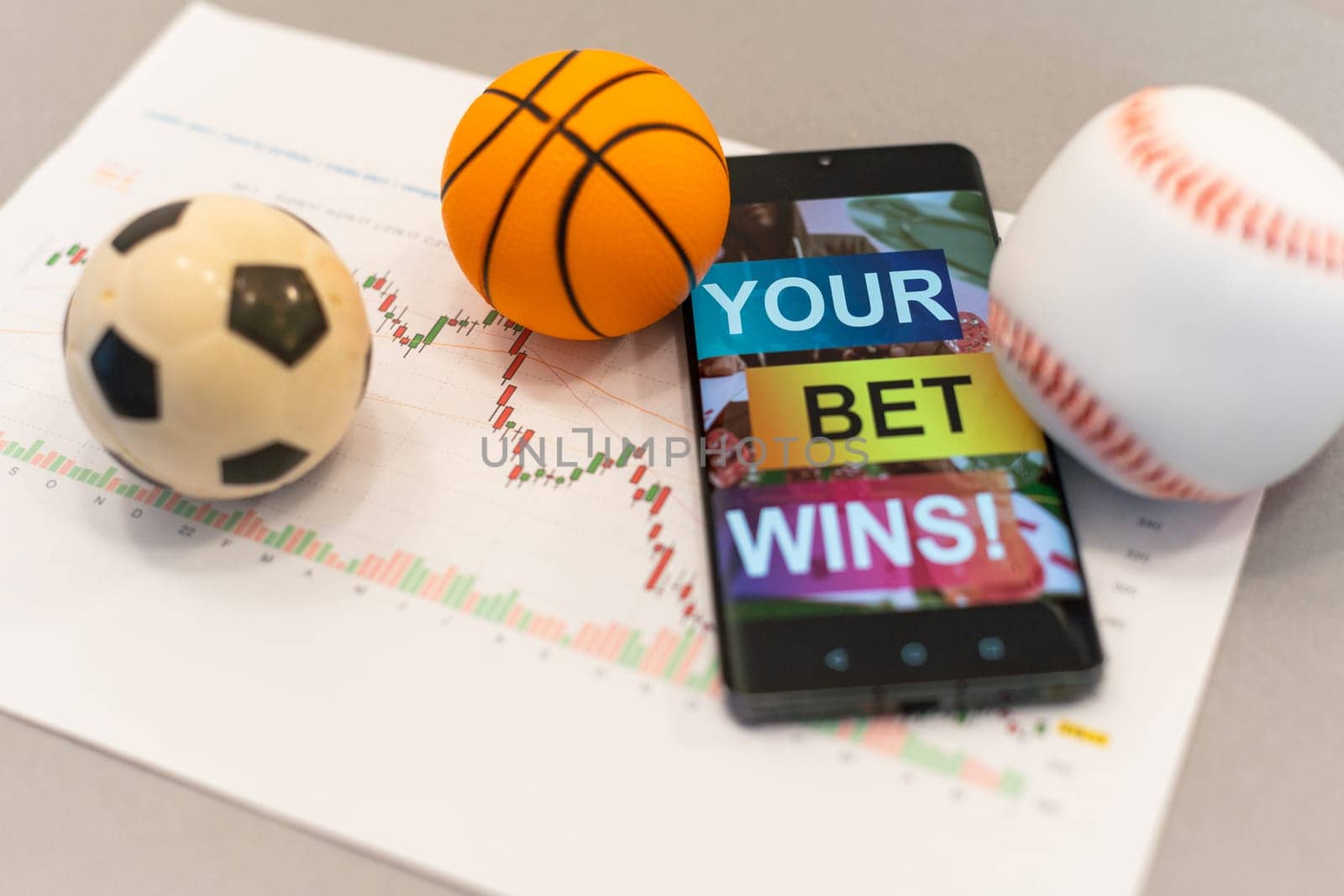 Football Business Concept. Ball and smartphone with bet application. Soccer gambling money concept by Andelov13