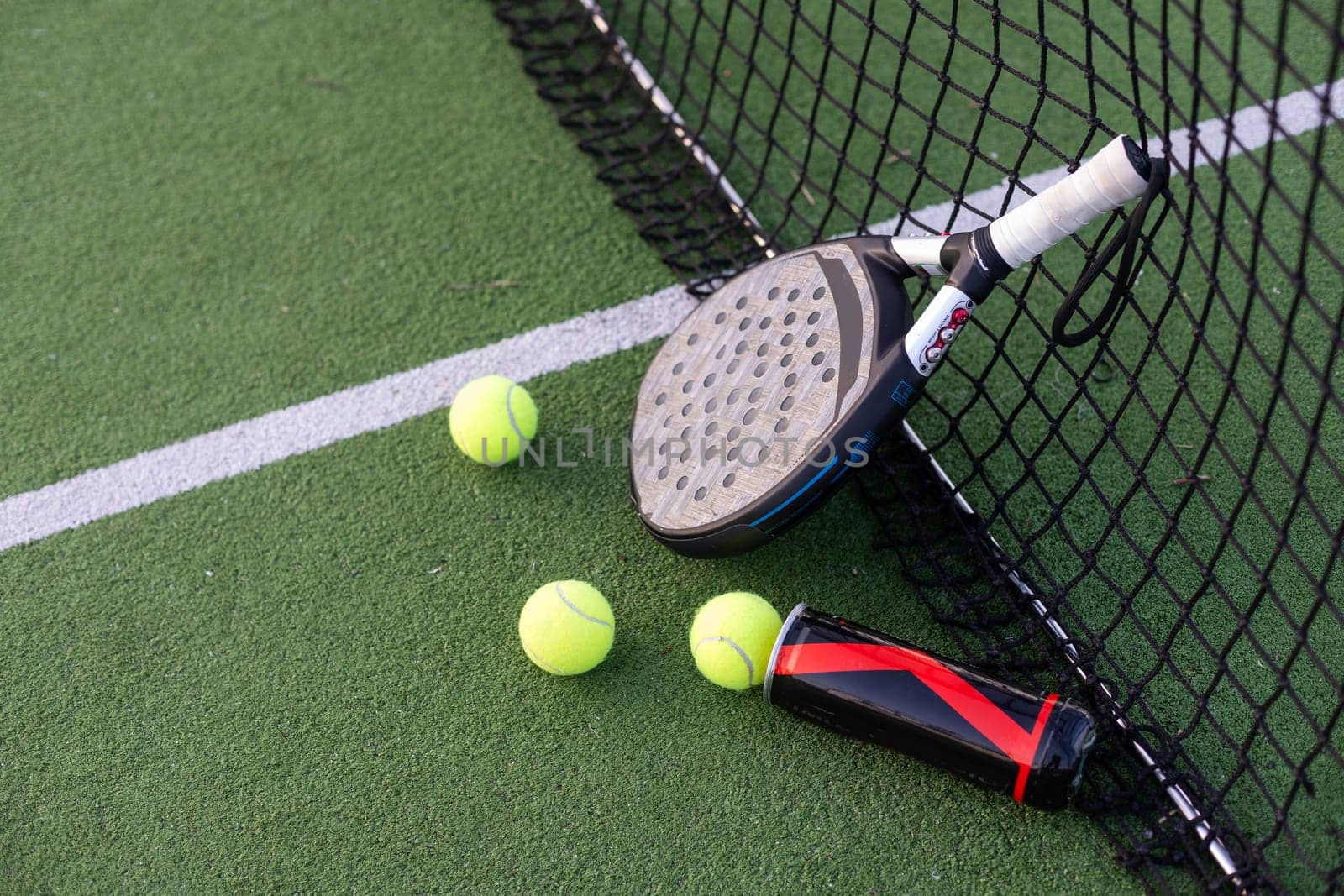 paddle rackets on the playing court. High quality photo