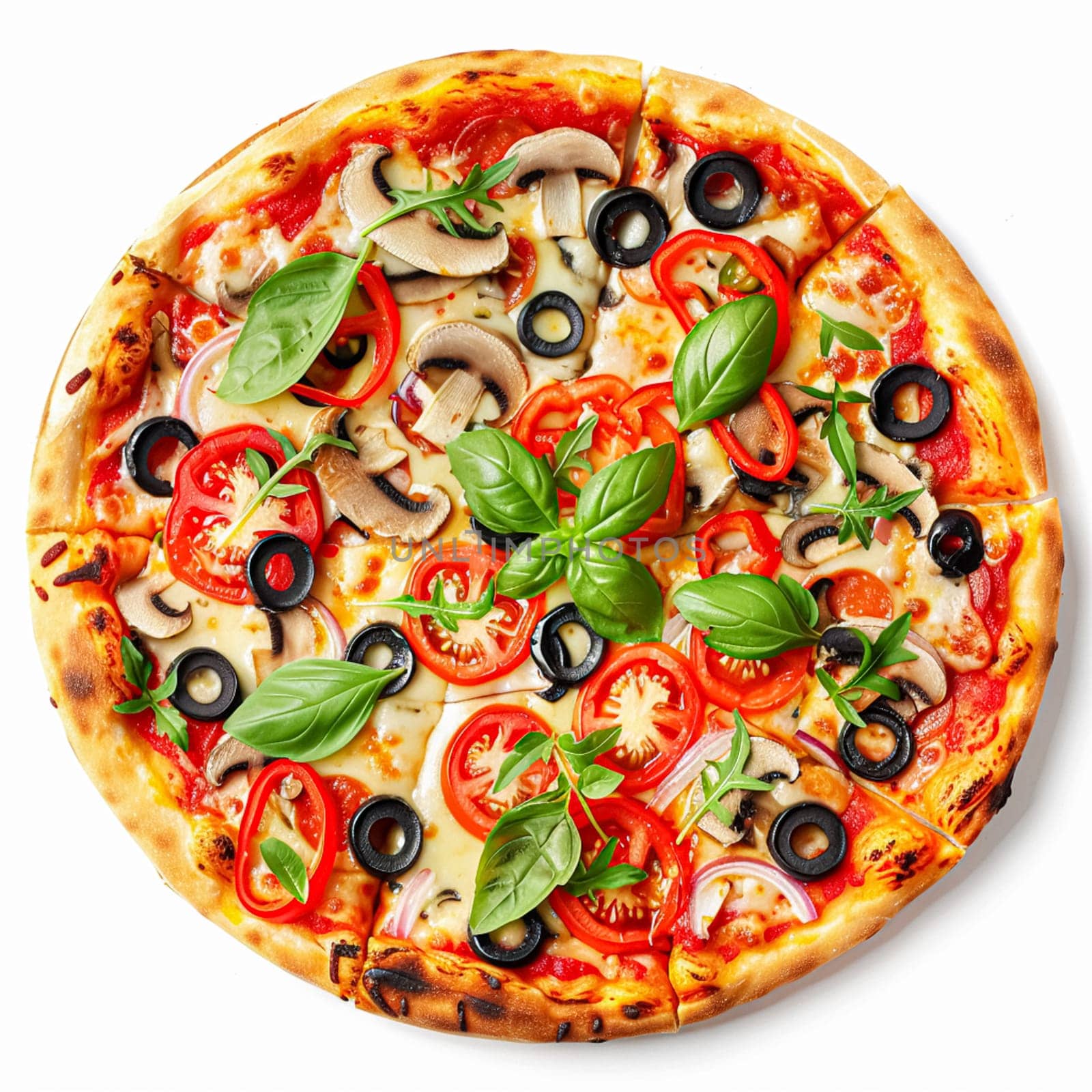 Pizza isolated on white background, online delivery from pizzeria, take away and fast food by Anneleven