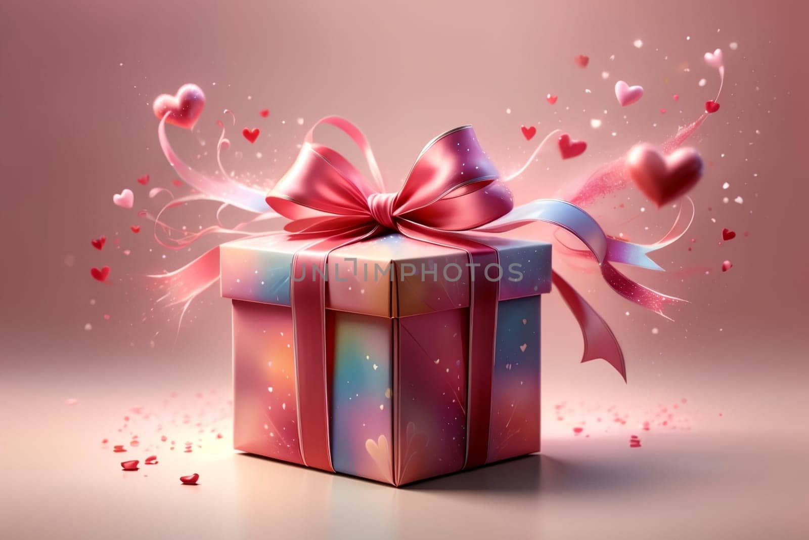 box with Valentine's Day gift, isolated on pink background by Rawlik