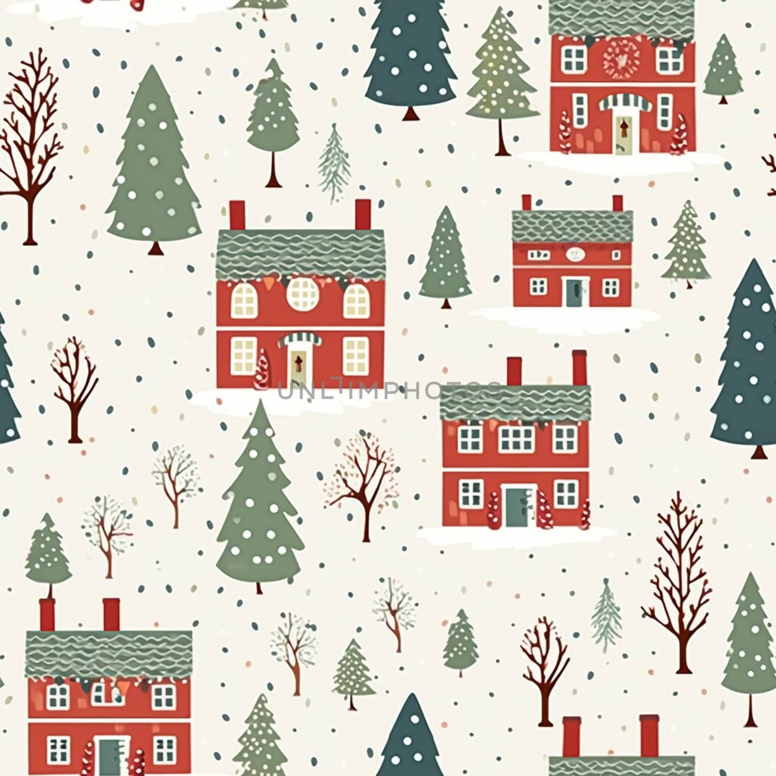 Seamless pattern, tileable Christmas holiday country dots print, English countryside cottage for wallpaper, wrapping paper, scrapbook, fabric and product design inspiration