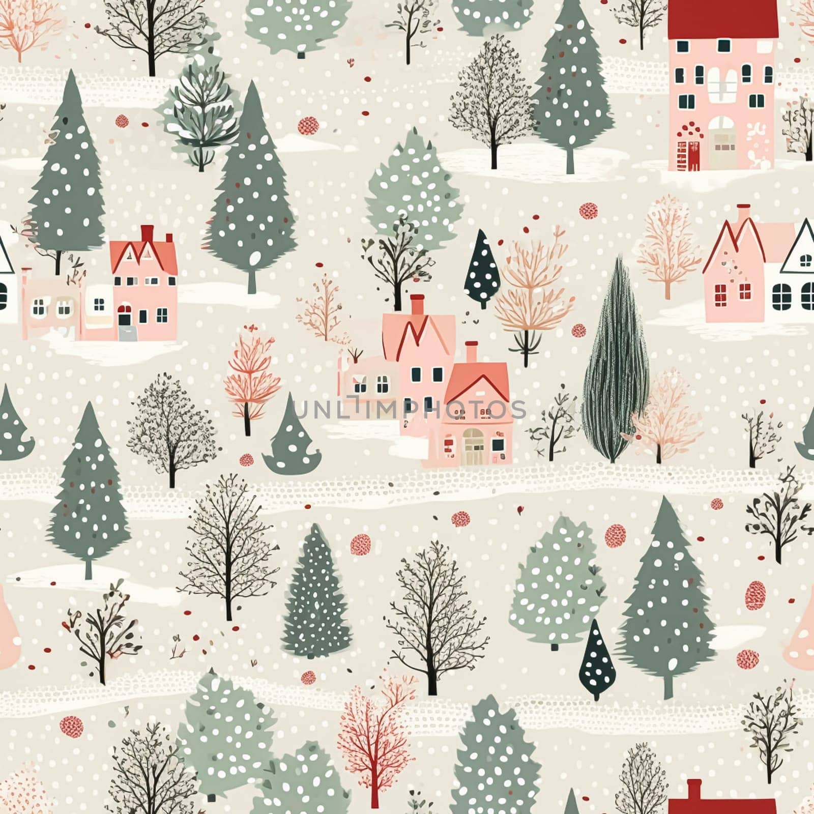 Seamless pattern, tileable Christmas holiday country dots print, English countryside cottage for wallpaper, wrapping paper, scrapbook, fabric and product design inspiration