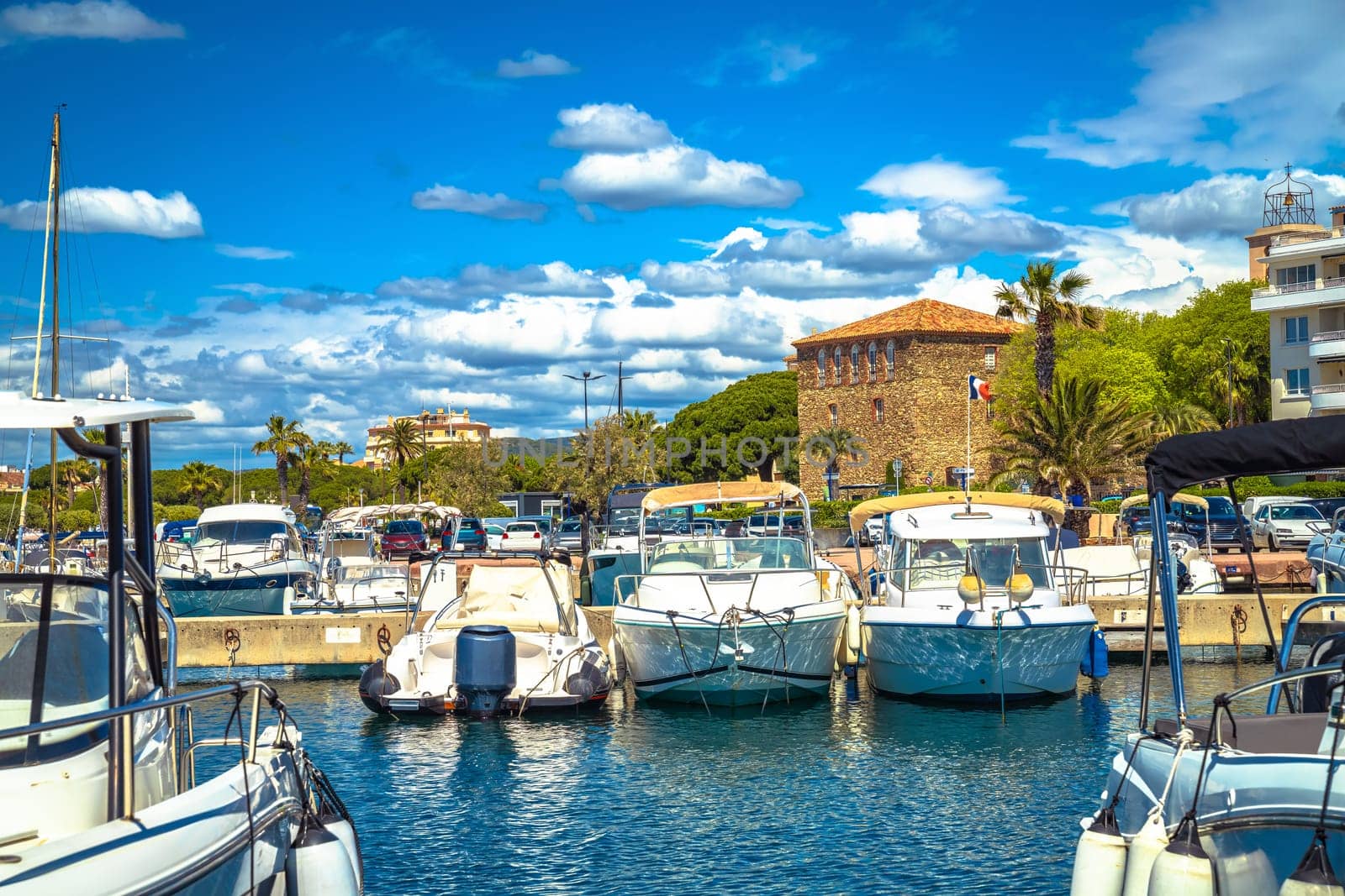 Town of Sainte Maxime waterfront view, south of France riviera