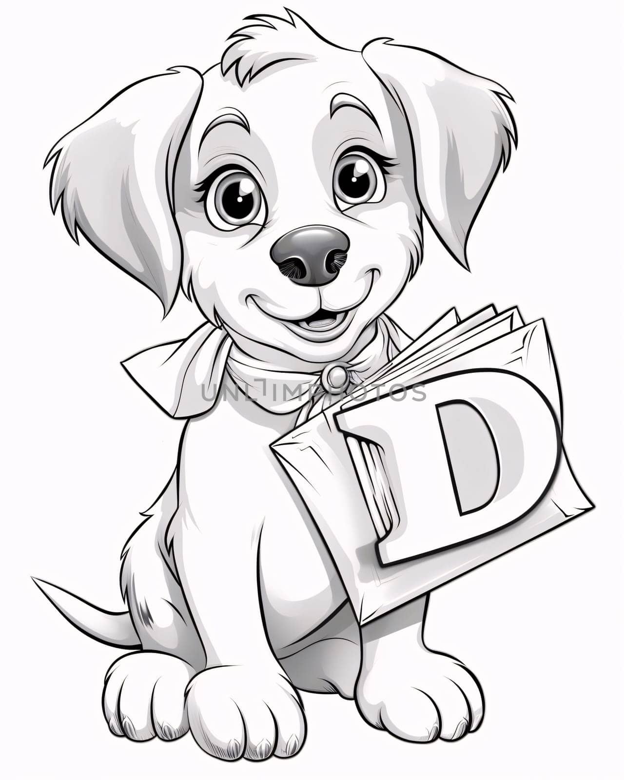 Illustration of a Cute Little Puppy with a Letter D by ThemesS
