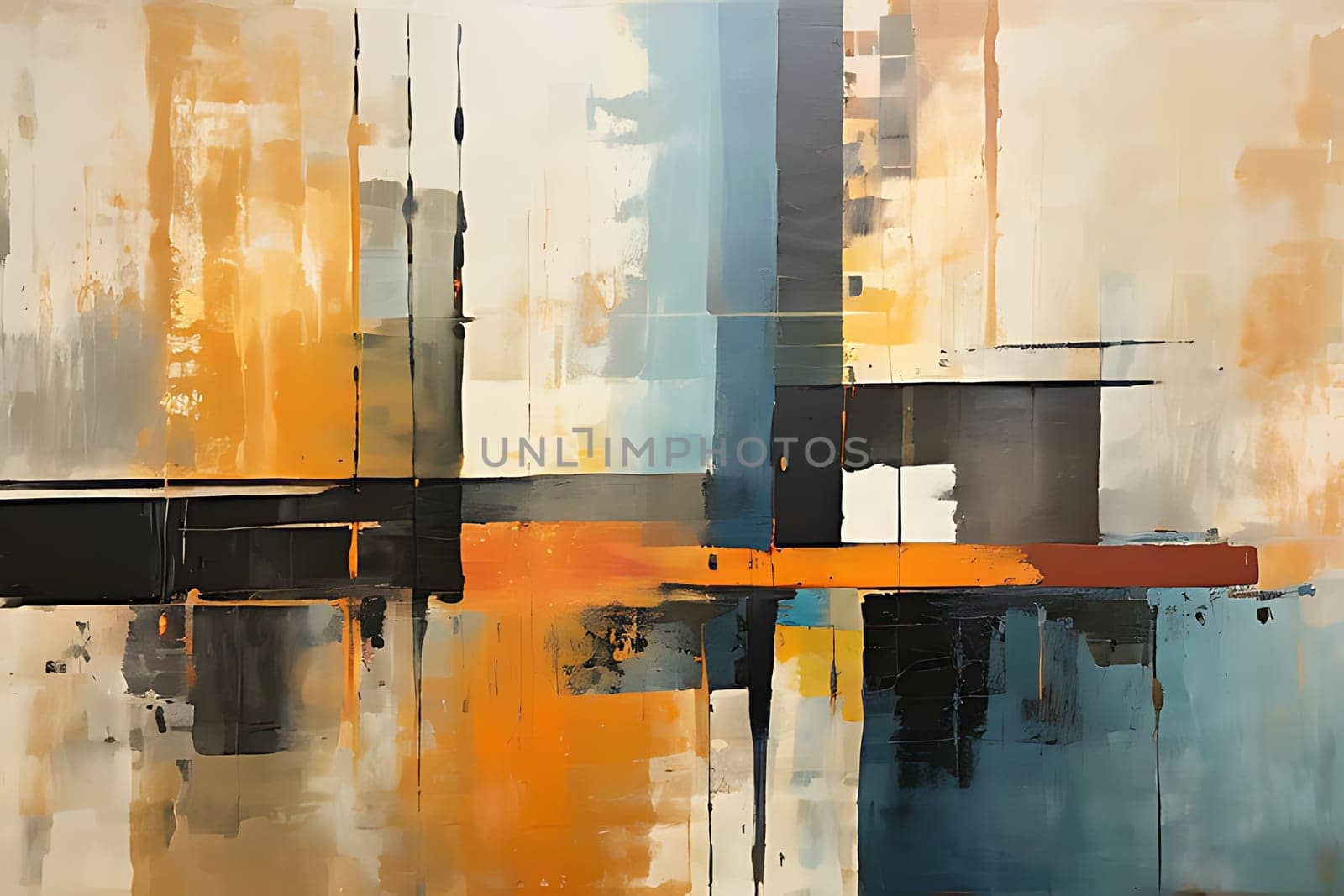 Abstract Geometric Painting with Brush Strokes. High quality photo
