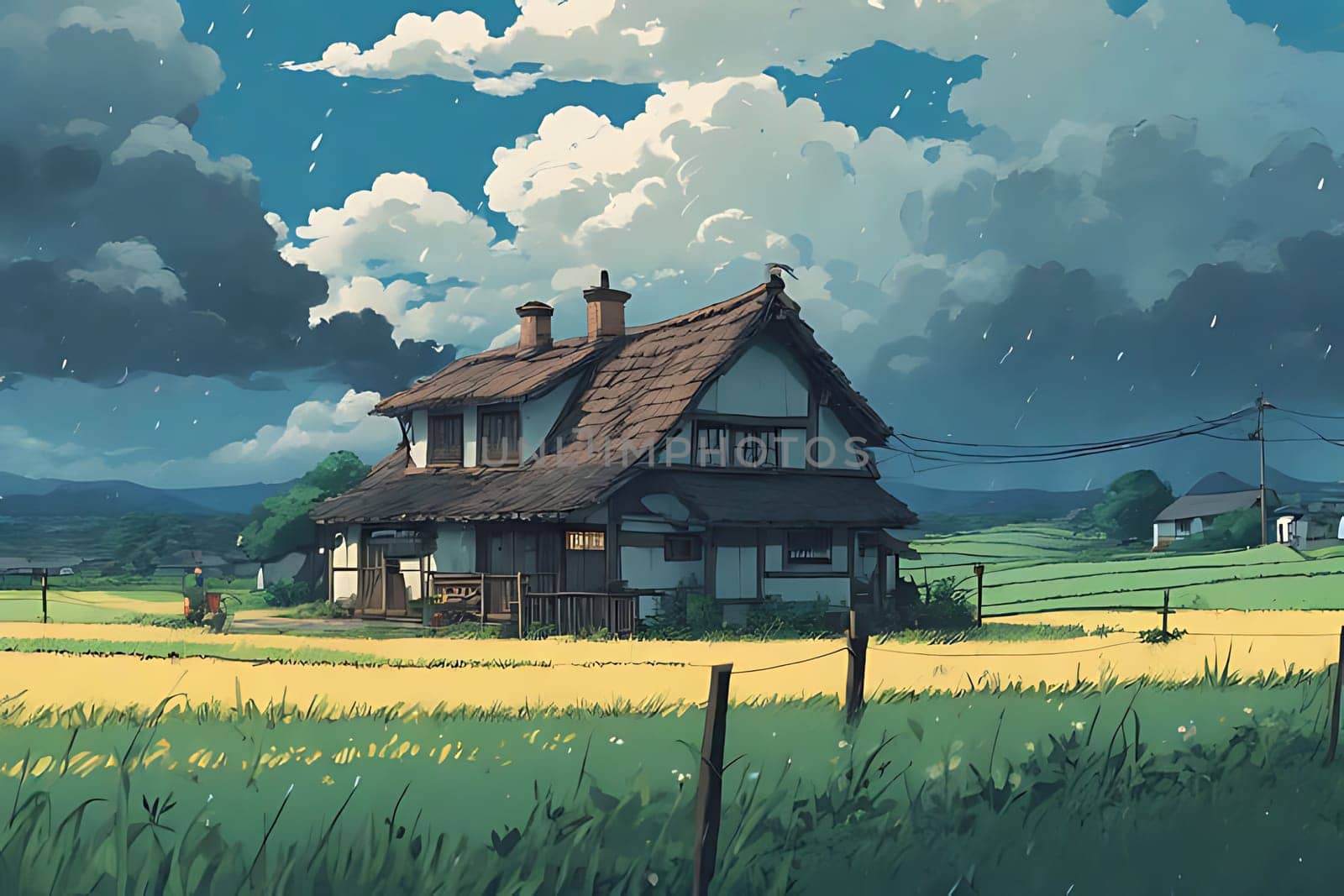 A house in a field. High quality photo