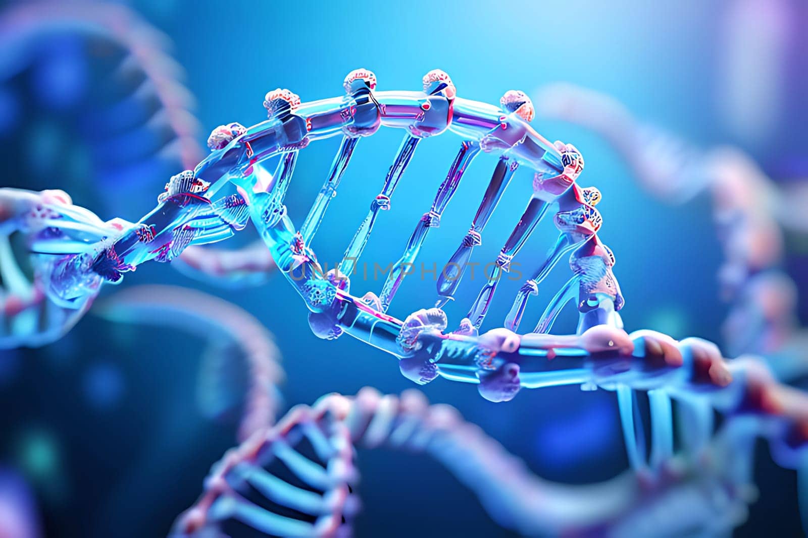 A dna model with blue background. High quality photo