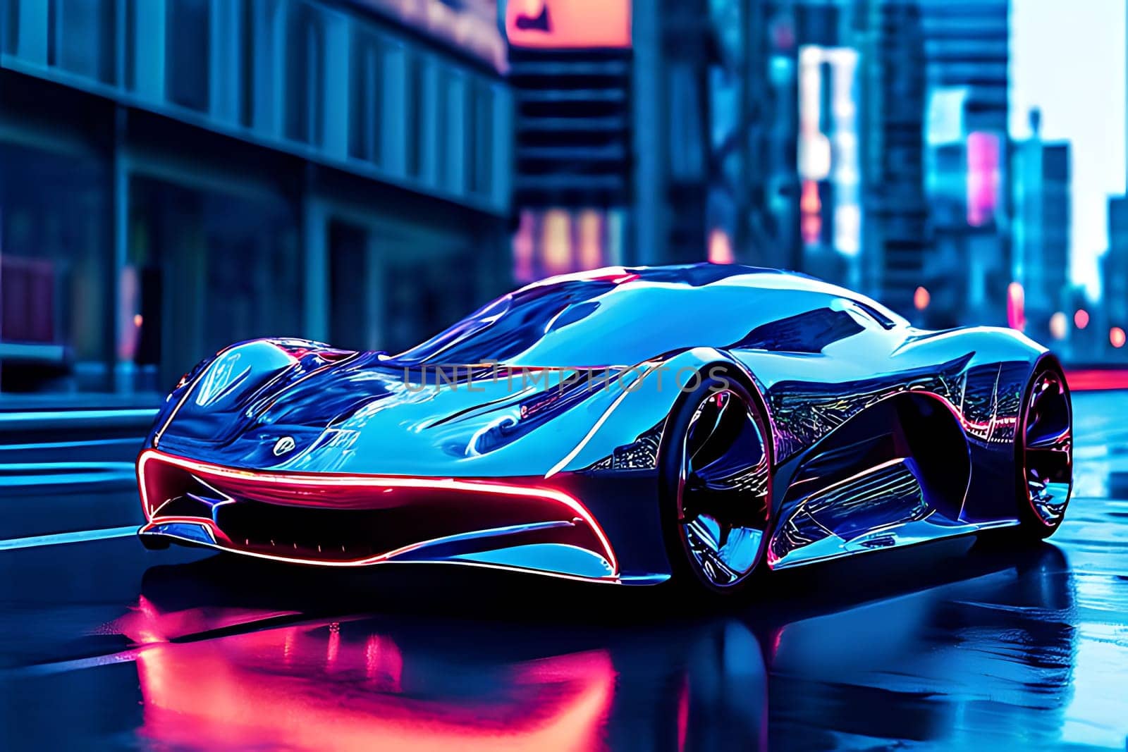 A shiny silver sports car. High quality photo