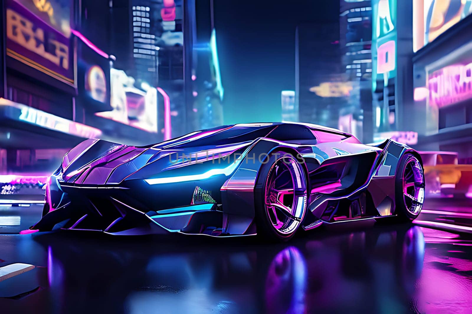 A sports car on a road. High quality photo