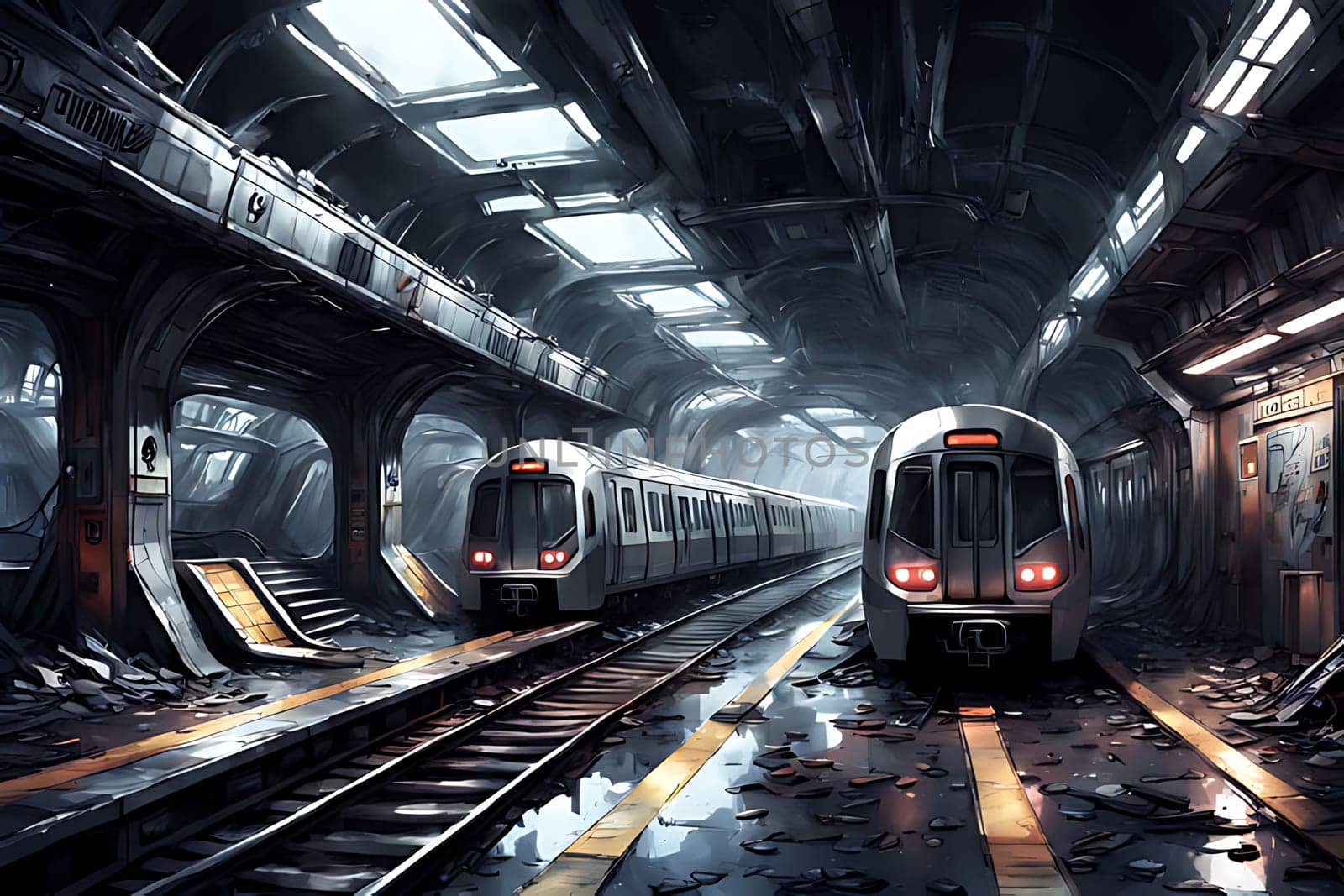 A train in a tunnel. High quality photo