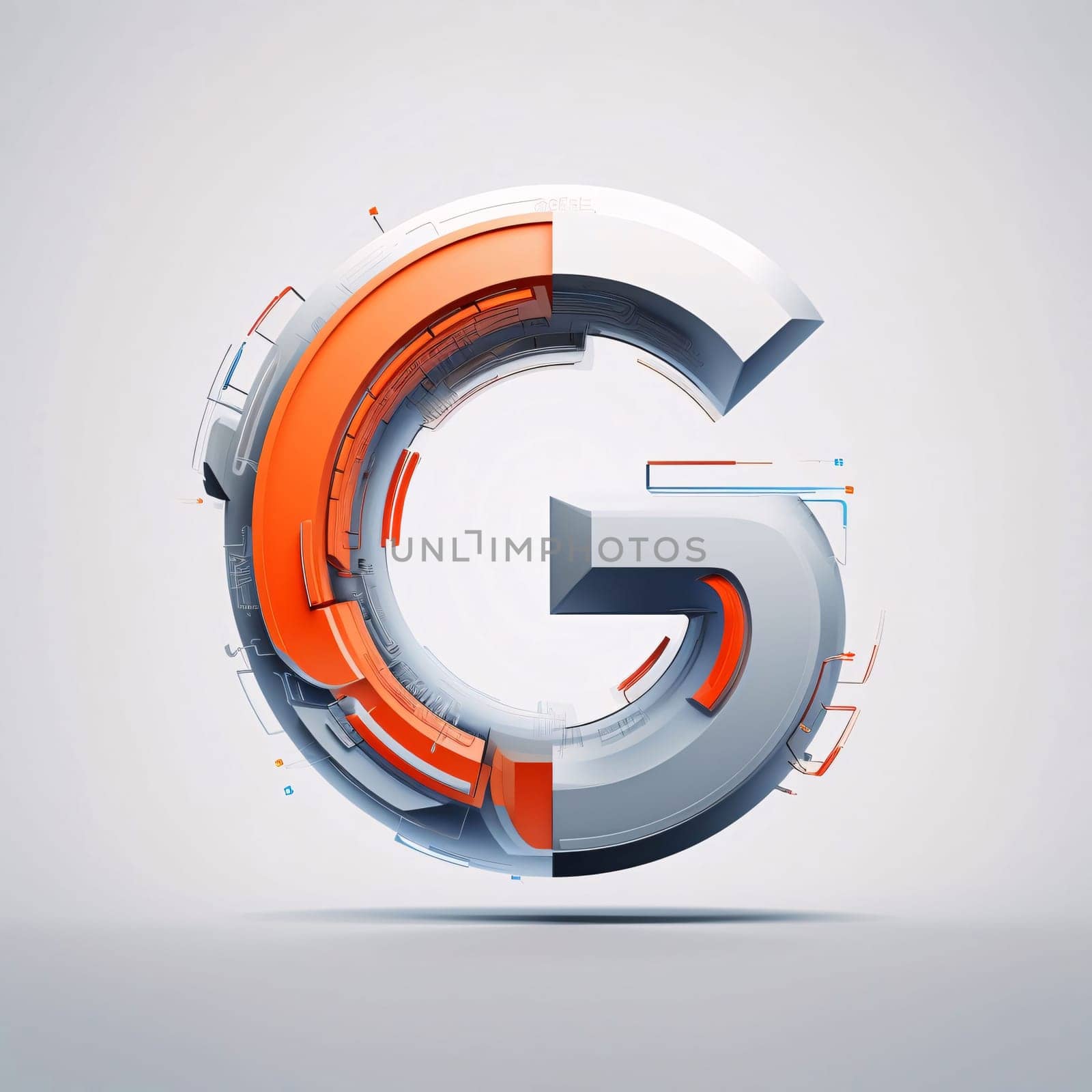 Graphic alphabet letters: 3D vector abstract background, technology communication concept. Circular design element.