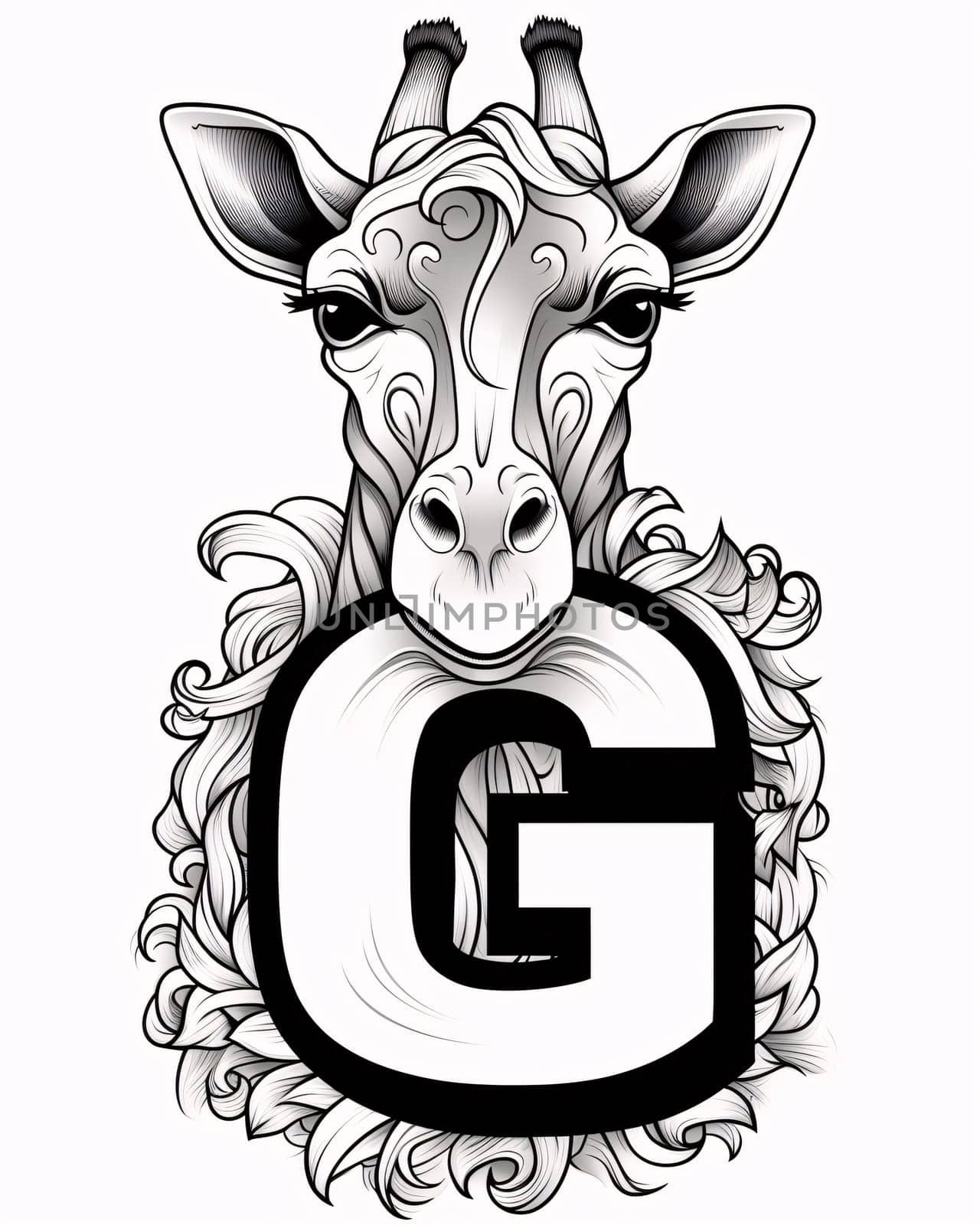 Giraffe head with letter G for t-shirt design. by ThemesS