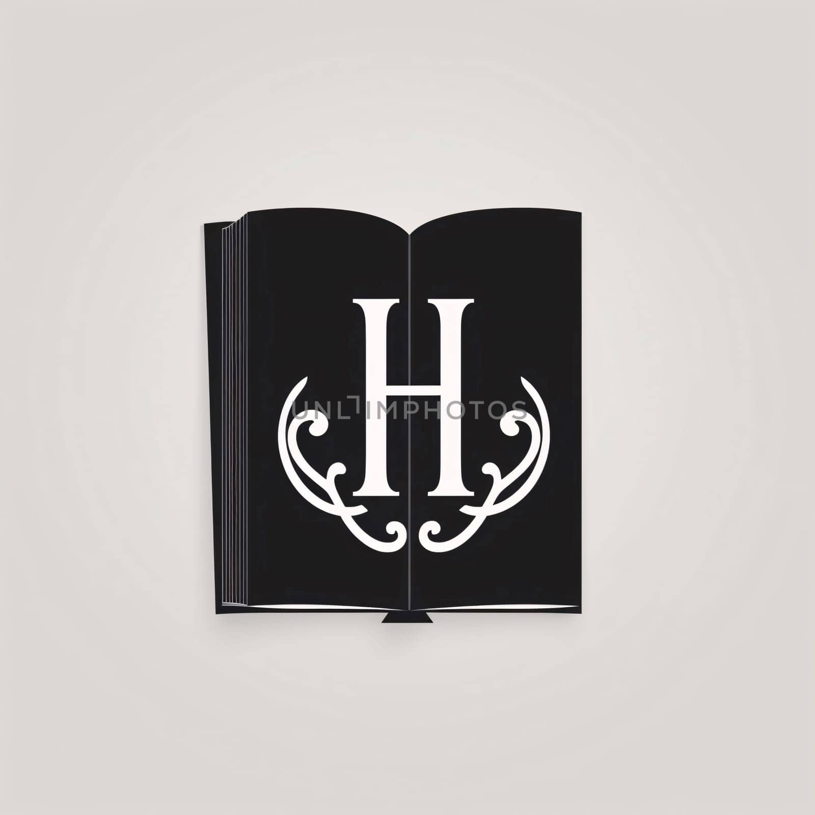 Graphic alphabet letters: Book with the letter H in the Gothic style. Vector illustration.
