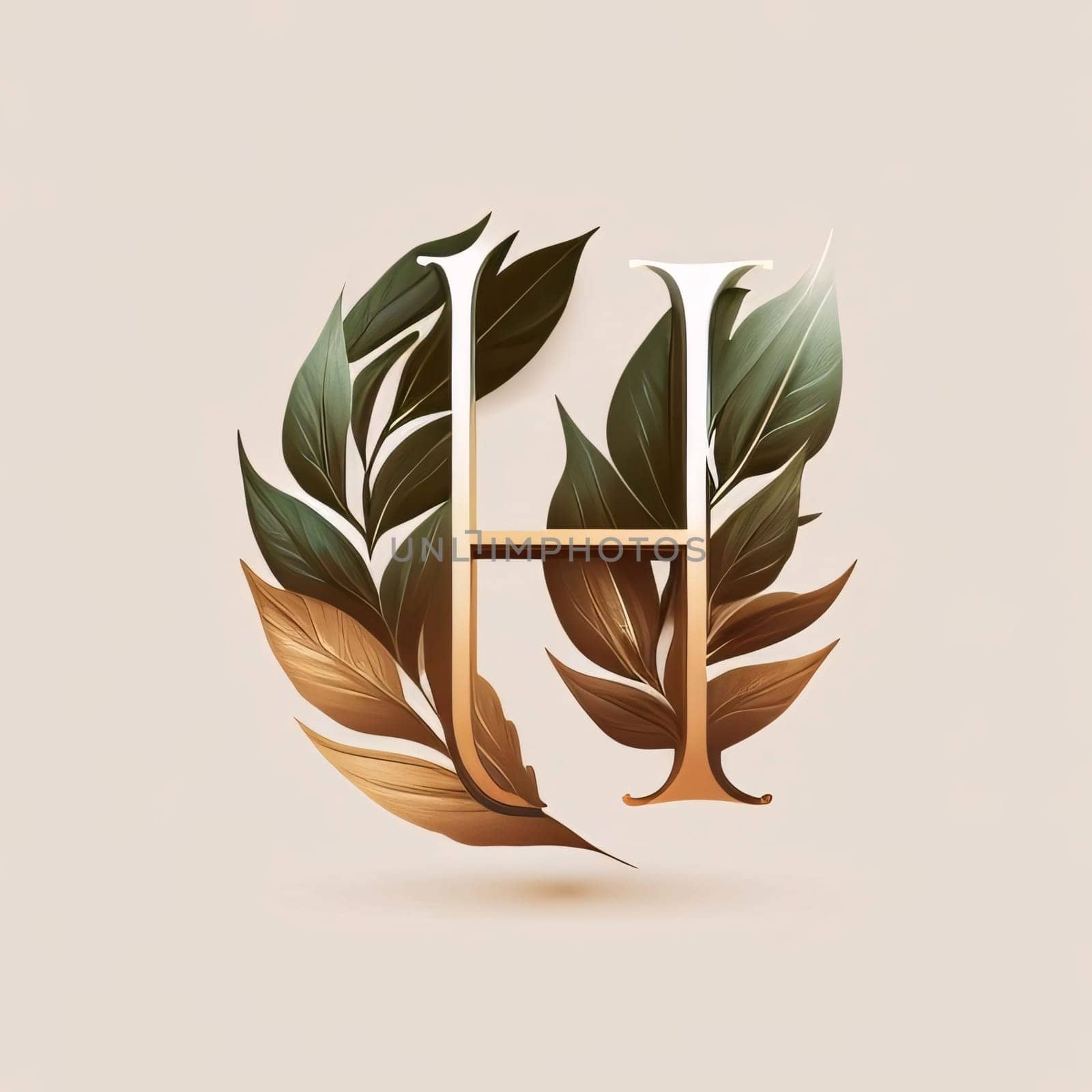 Graphic alphabet letters: H letter with leaves logo icon template elements for your beauty and fashion industry.