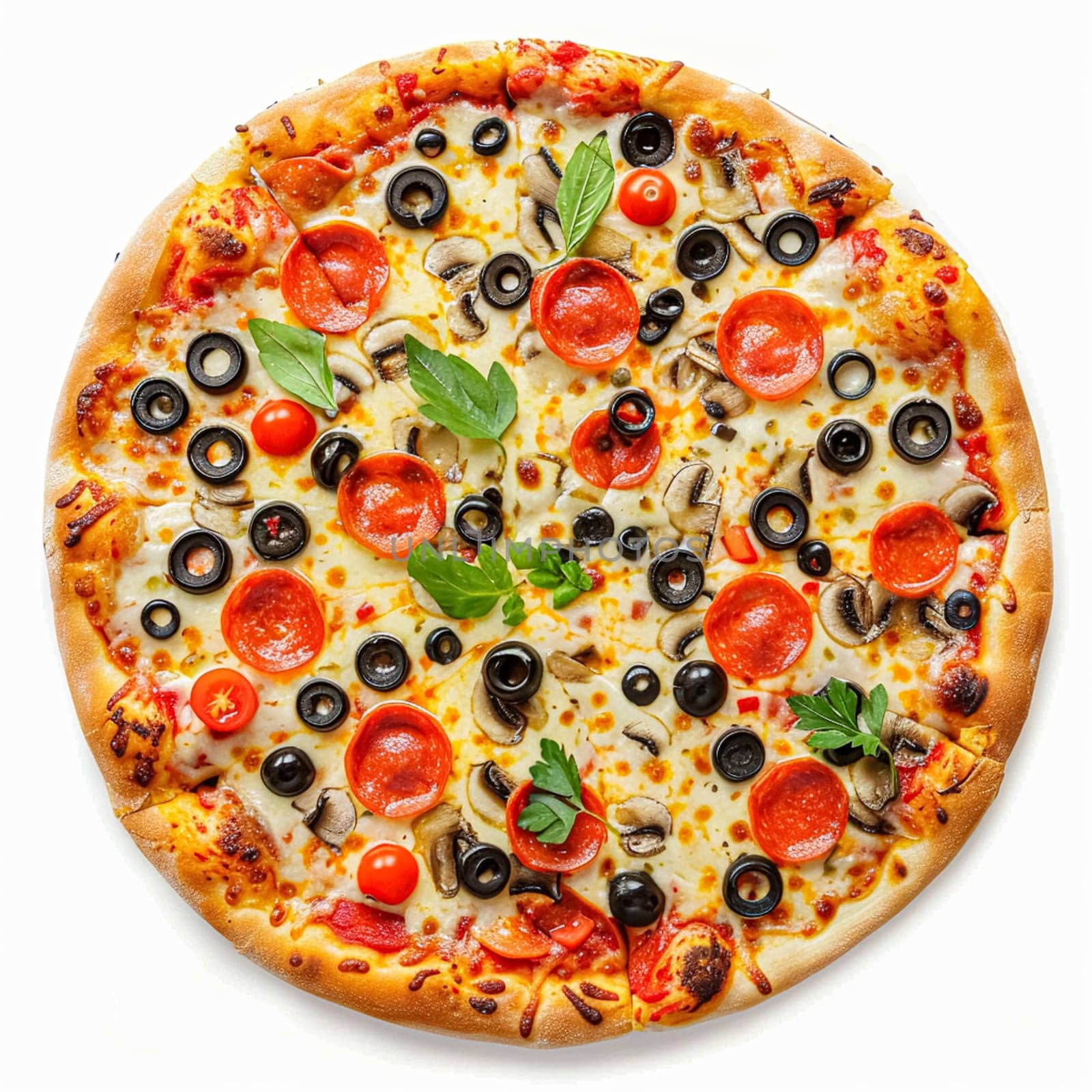 Pizza isolated on white background, online delivery from pizzeria, take away and fast food by Anneleven
