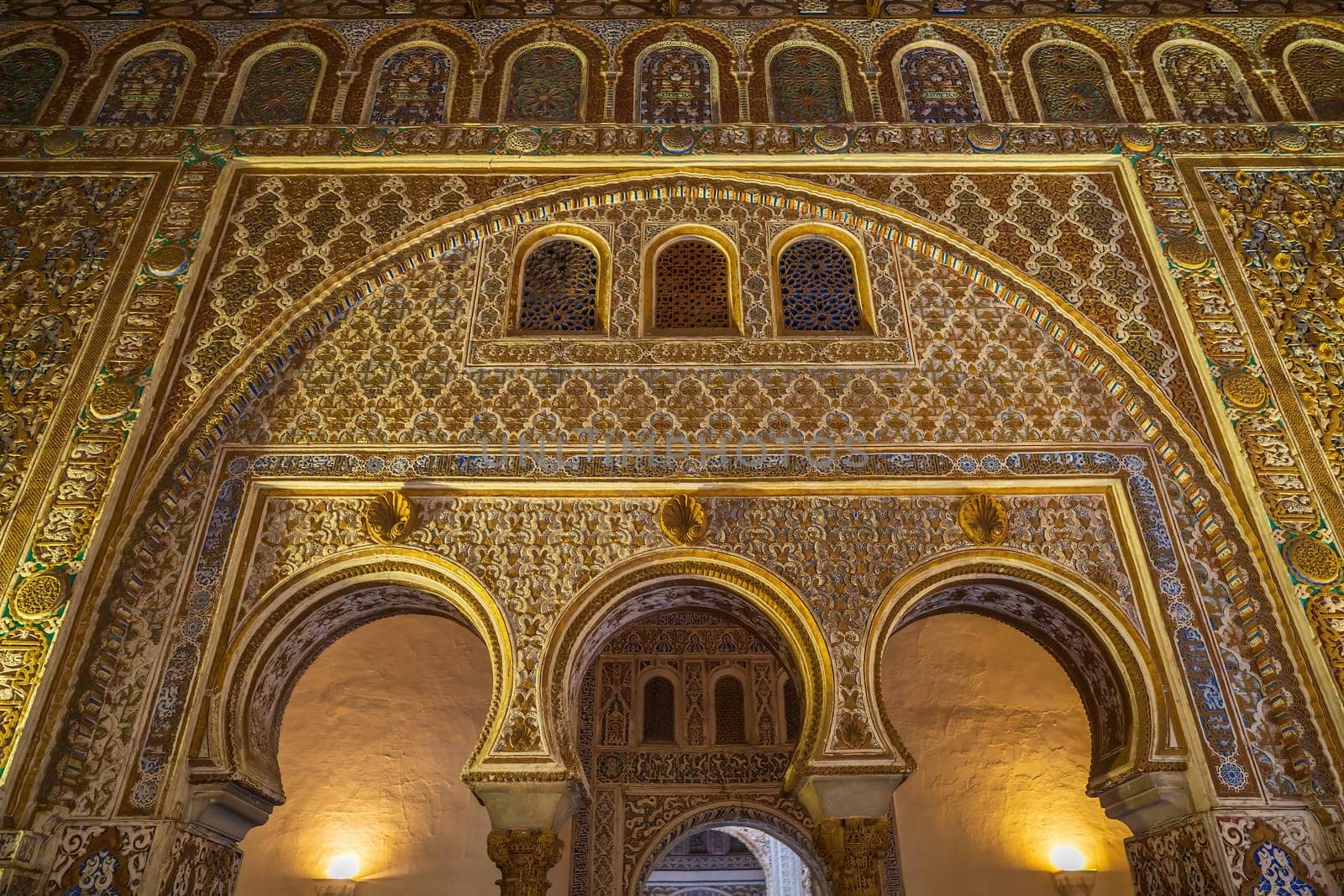 Interior details of Real Alcazar de Sevilla in Spain