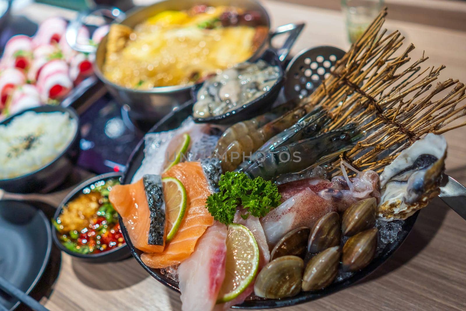 Fresh delicious  seafood hotpot in Keelung, Taiwan 