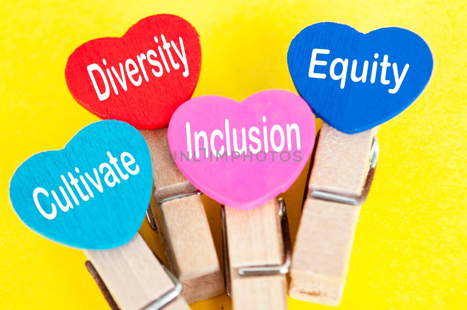 Cultivate diversity, inclusion and equity on yellow background
