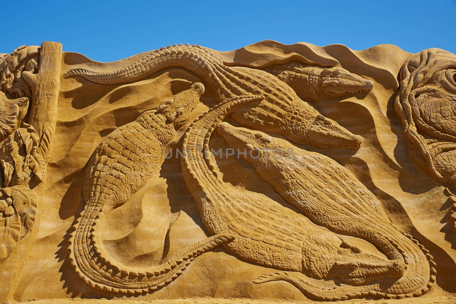 Sondervig, Denmark, May 11, 2024: International Sand Sculpture Festival.
